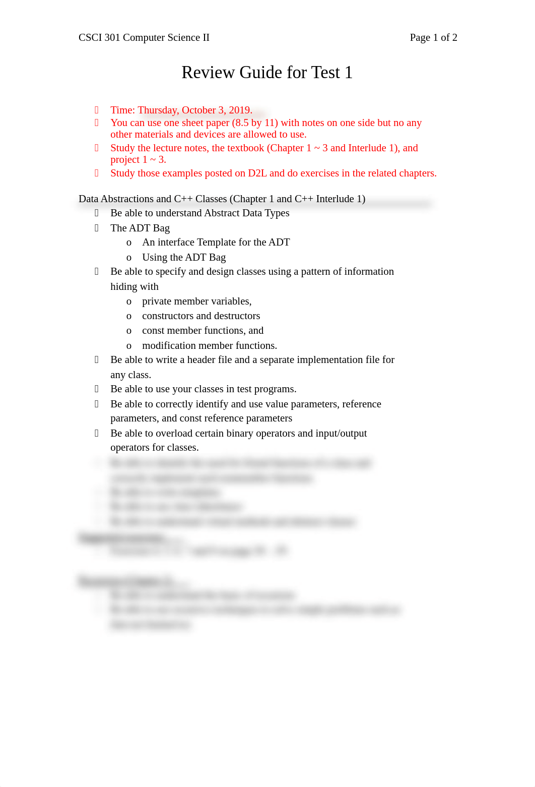 CSCI 301 Test 1 -- Study guide - updated on 9-30-19.pdf_d0mahy184u3_page1