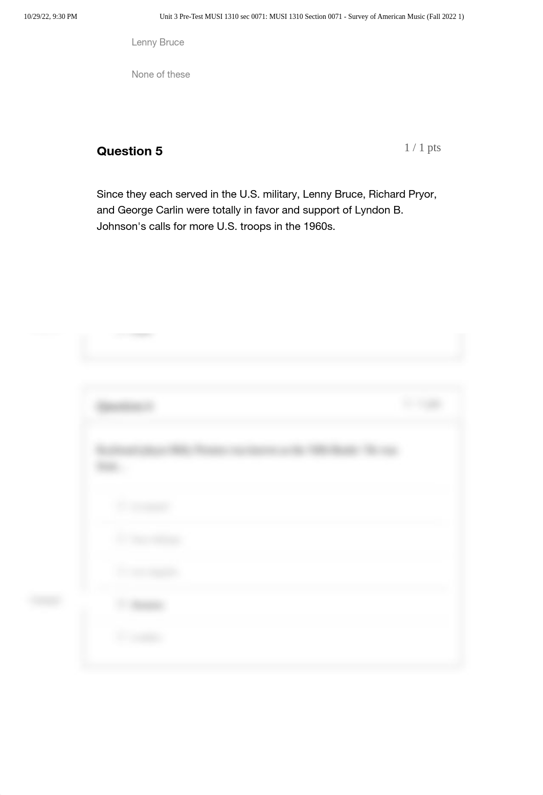 Unit 3 Pre-Test MUSI 1310 sec 0071_ MUSI 1310 Section 0071 - Survey of American Music (Fall 2022 1)._d0mem40933v_page3