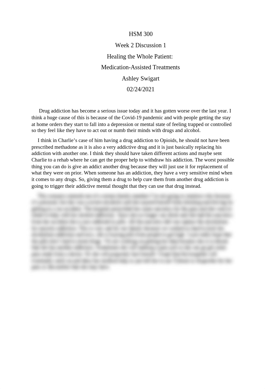 HSM 300_Week 2 Discussion 1_Healing the Whole Patient.docx_d0meqttpumf_page1