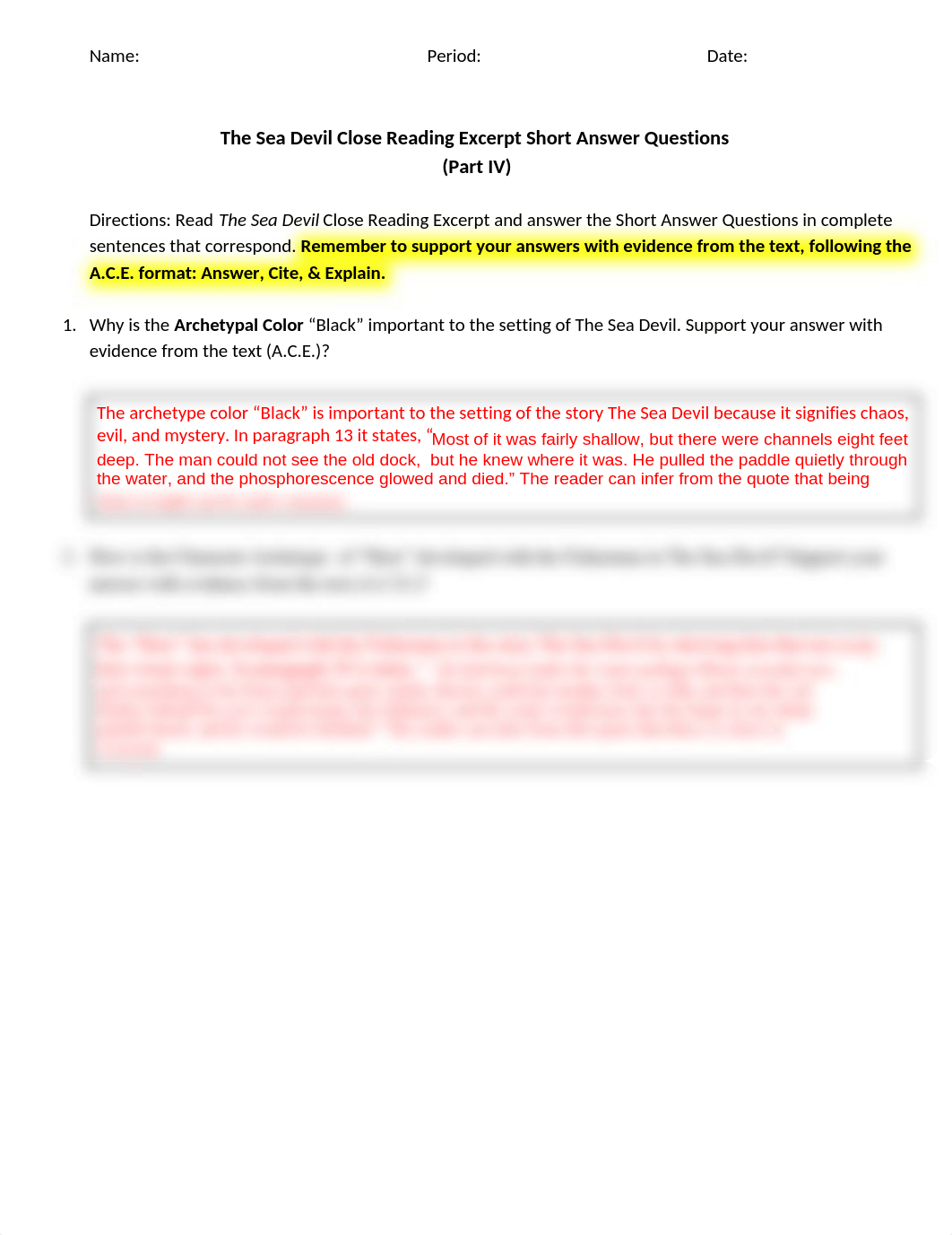 Copy of The Sea Devil Close Reading Excerpt Short Answer Questions (Part IV) (Virtual).docx_d0mnrlaq2y9_page1