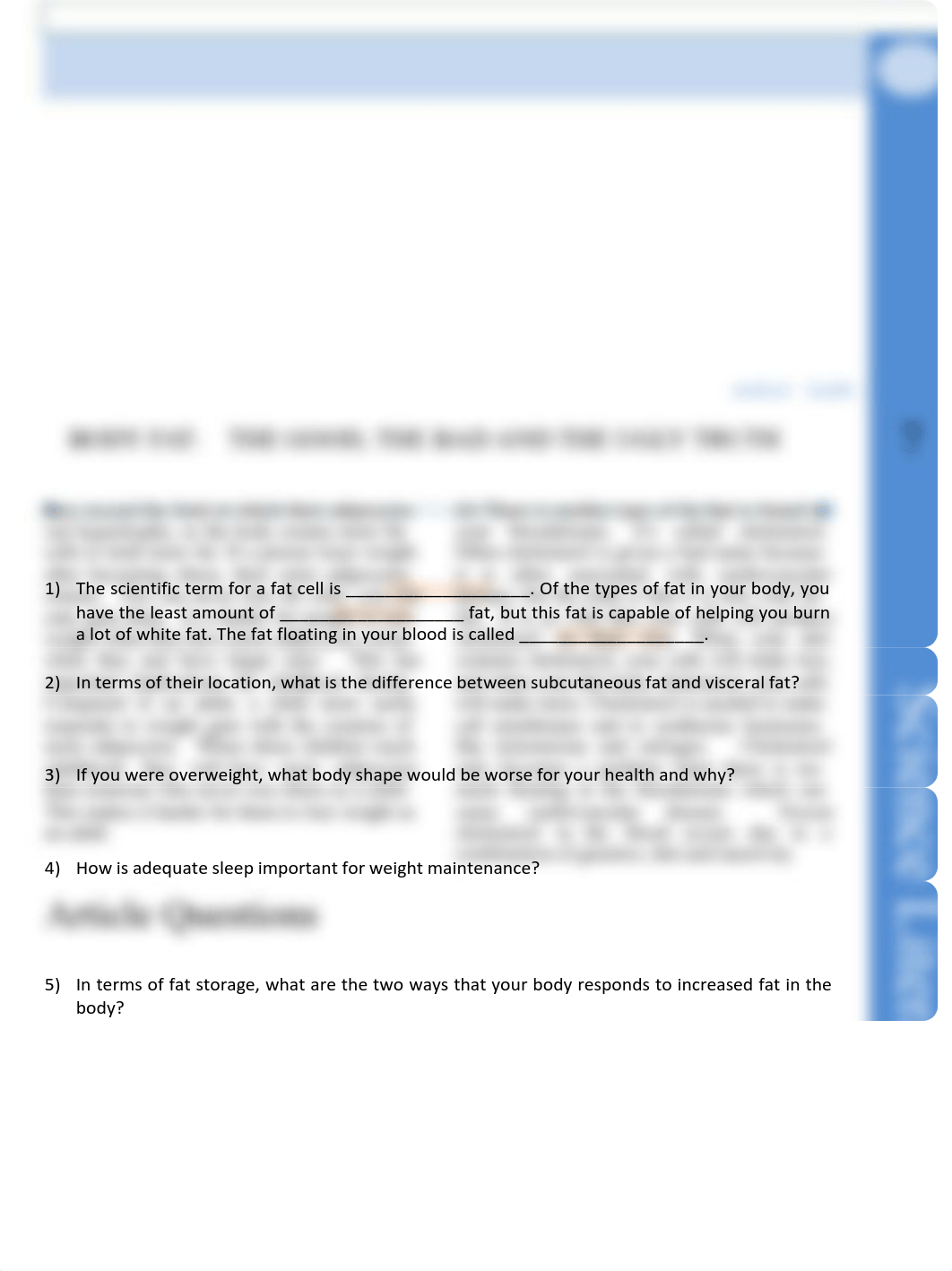 Science Reading Article 7 - Fat, the Good, the Bad and the Ugly Truth - Answer Key.pdf_d0mvgi3tbei_page1