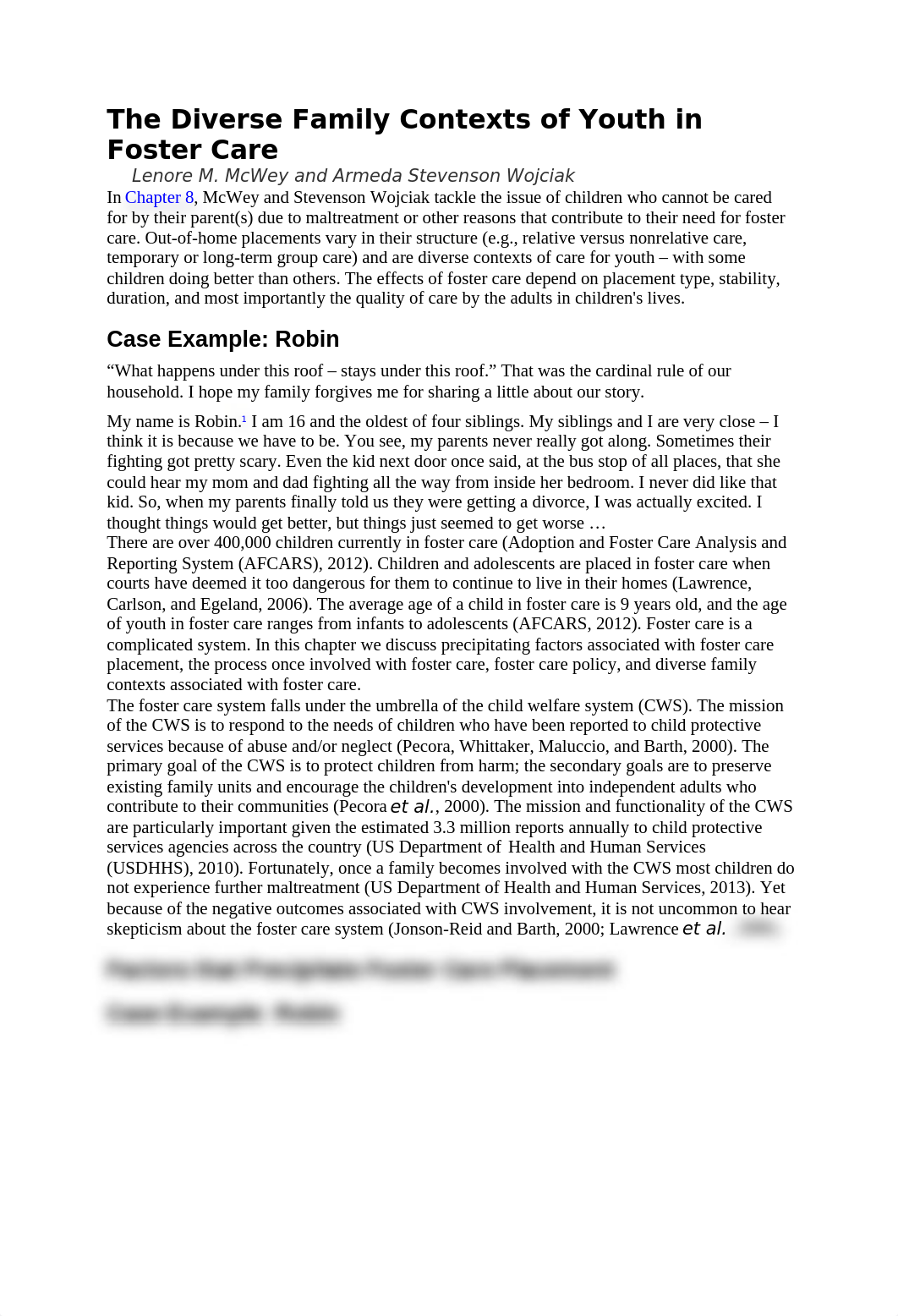 Chapter 8 The Diverse Family Contexts of Youth in Foster Care".doc_d0mw6w7n9lw_page1