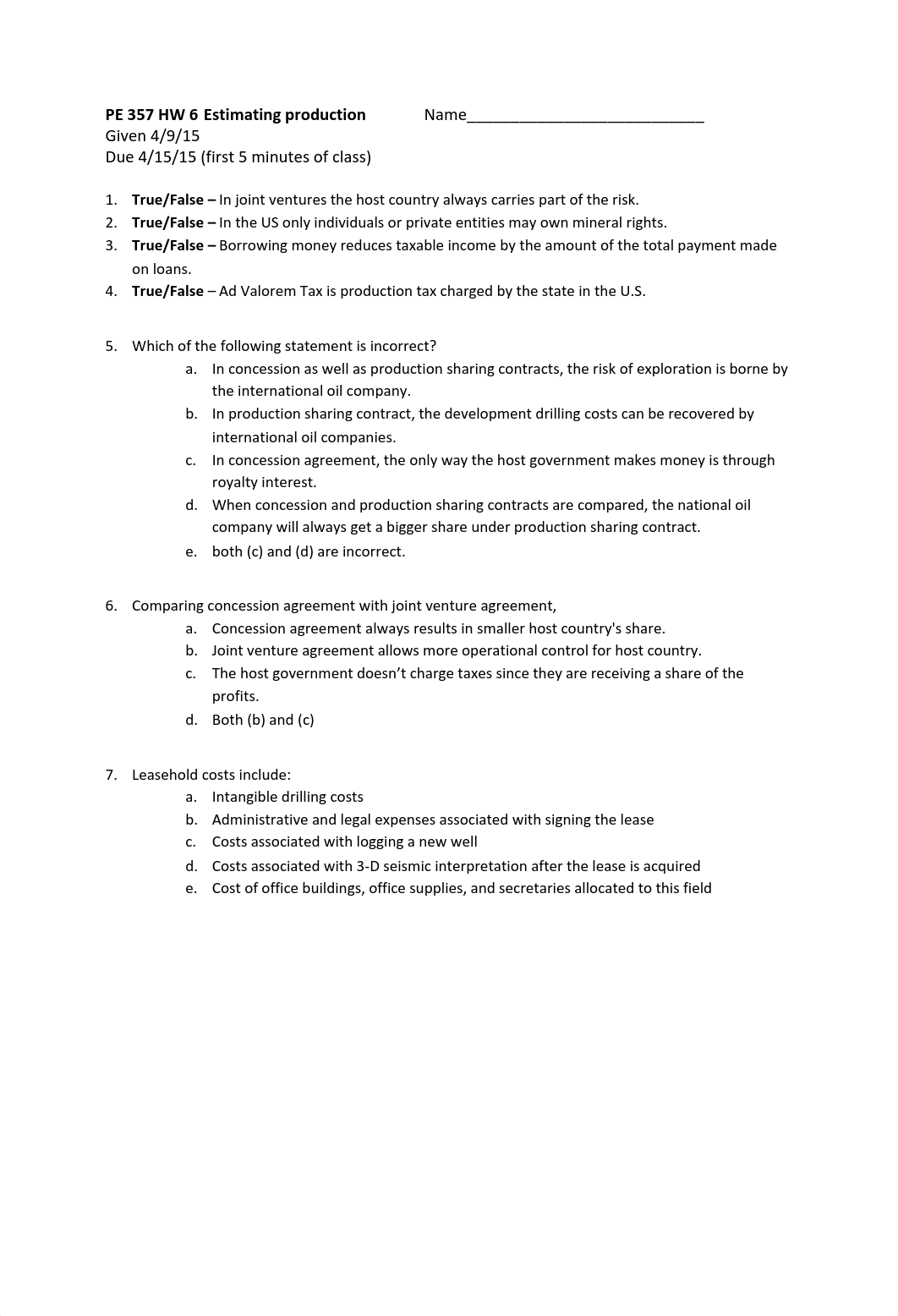 PE 4590 HW 6 solution Decline Curve Analysis.pdf_d0neb2ta1g3_page1