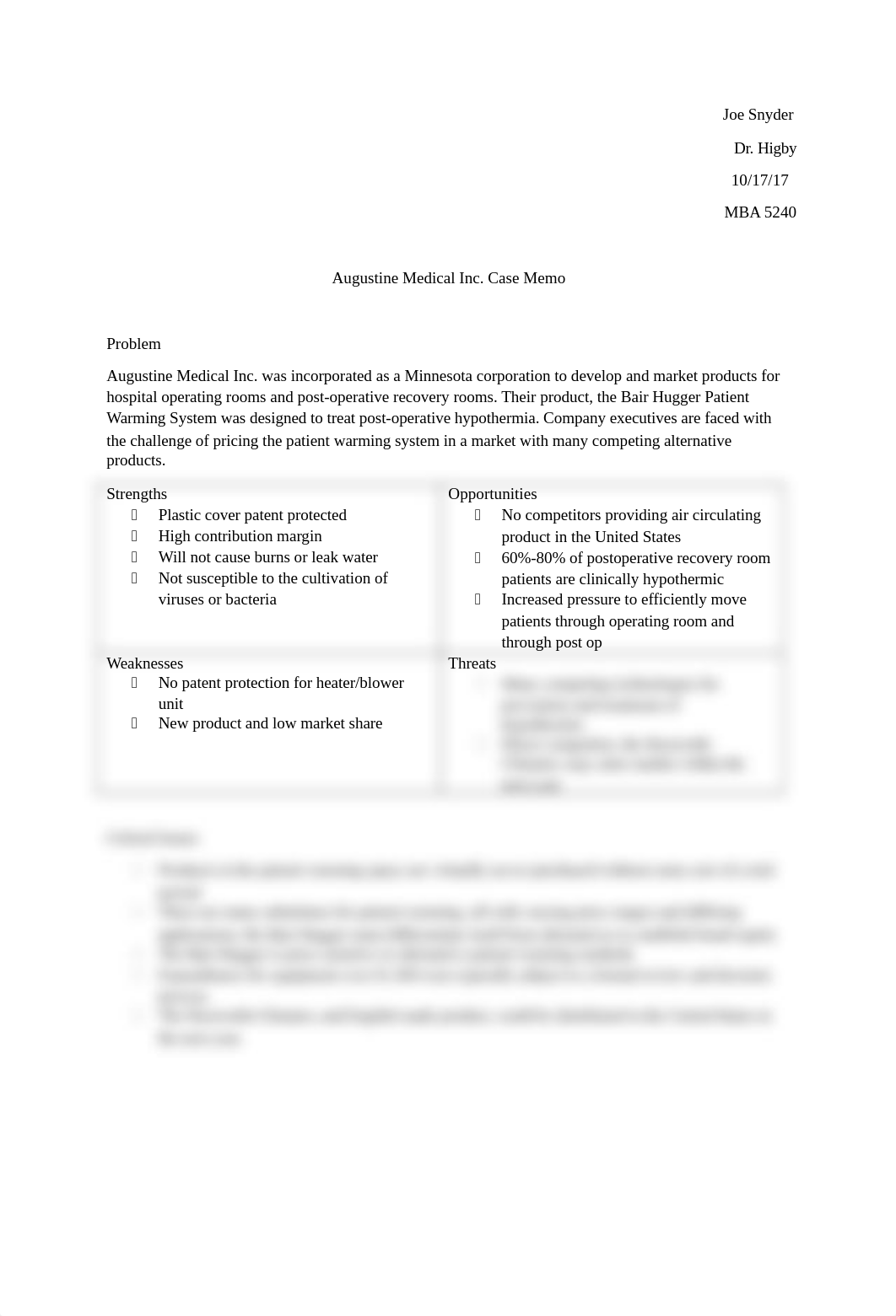 MBA 5240 Augustine Medical Inc Case Memo.docx_d0nibs4j1hh_page1