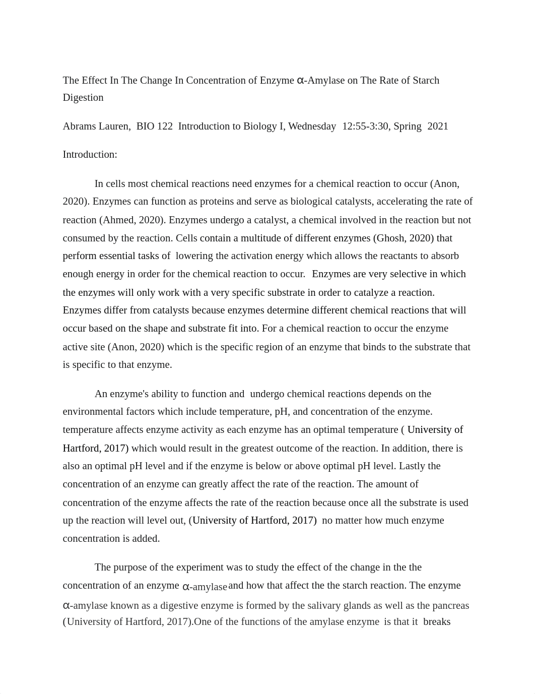 The Effect In The Change In Concentration of Enzyme ɑ-Amylase Increasing The Rate of Starch Digestio_d0oanj17hpj_page1