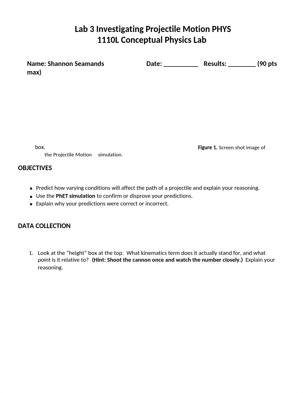 Lab 3 -- INVESTIGATING PROJECTILE MOTION Complete.docx_d0og06xo77p_page1