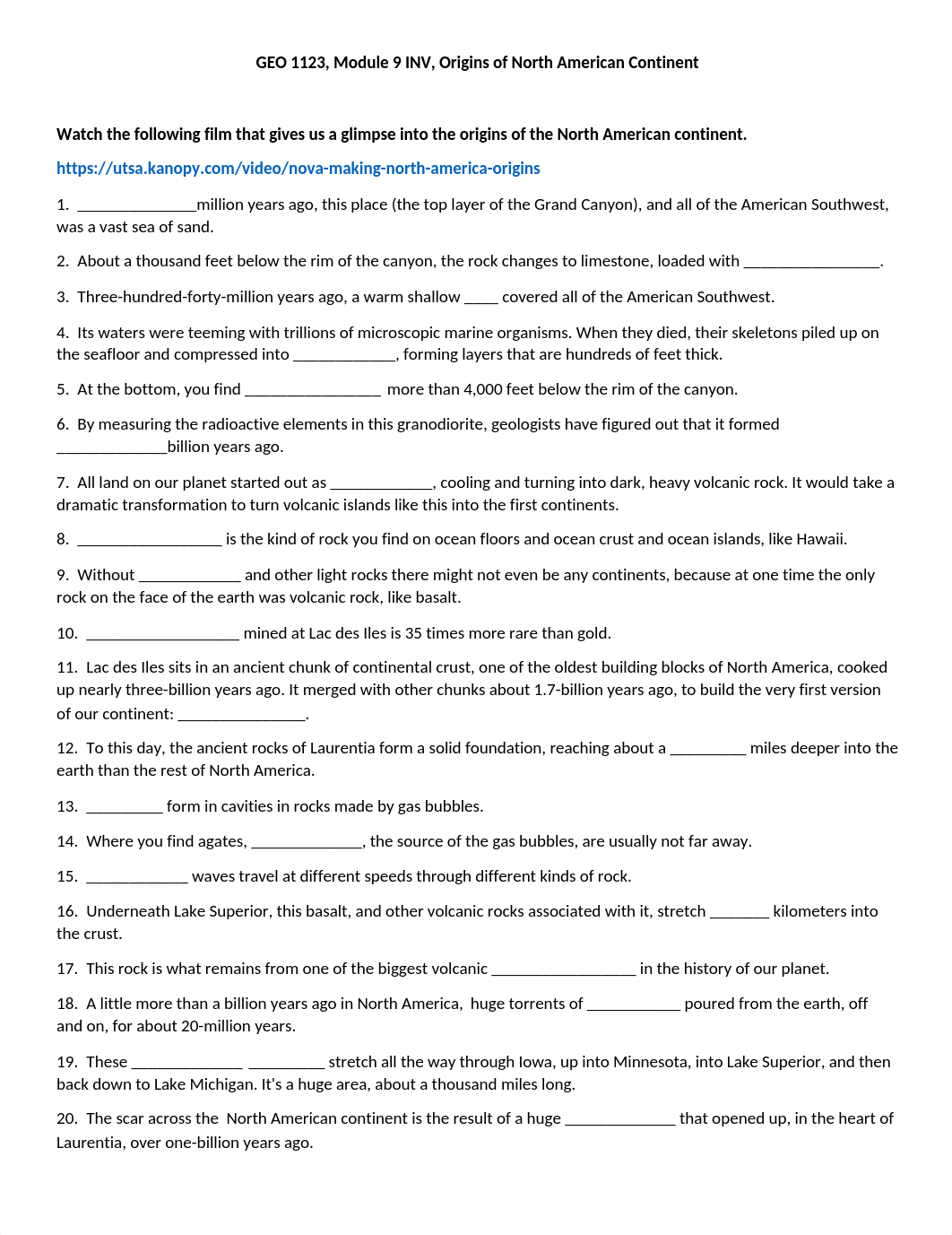 GEO 1123, Module 9 INV, Origins of North American Continent.docx_d0okmkcofjx_page1