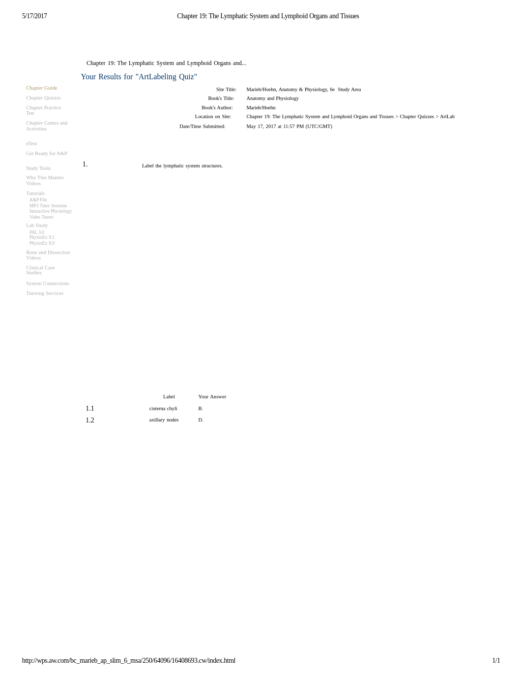 Chapter 19_ The Lymphatic System and Lymphoid Organs and Tissues- 6th edition- labeling test.pdf_d0p74j5rrlc_page1