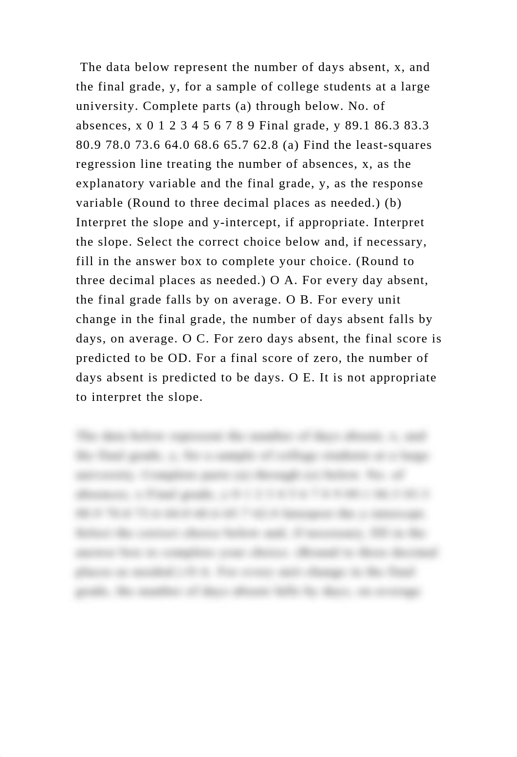 The data below represent the number of days absent, x, and the final .docx_d0pd6oivbn9_page2