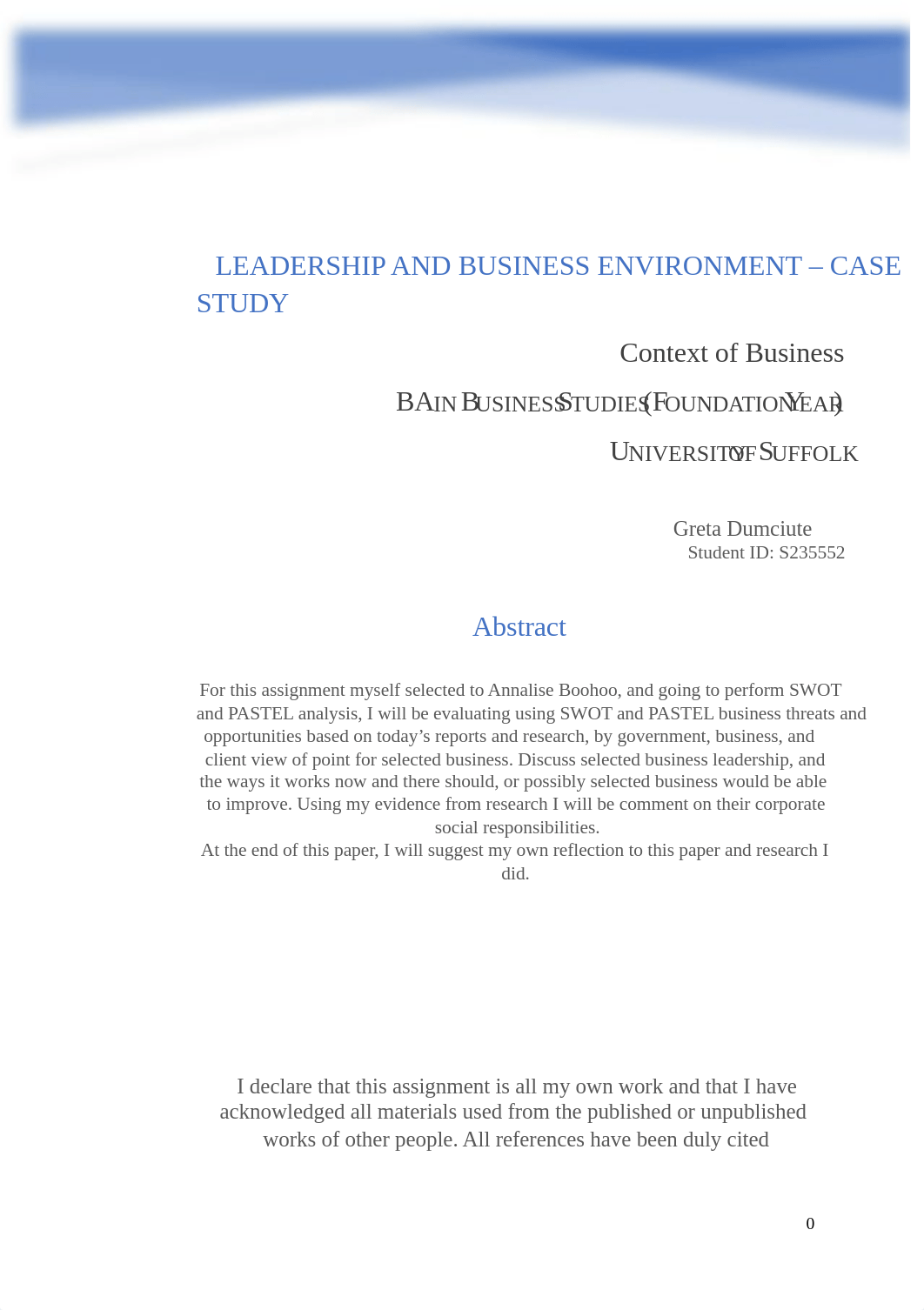 Leadership and Business Environment, Boohoo individual report assigment 1 Student ID S235552.docx_d0q6ktucbiv_page1