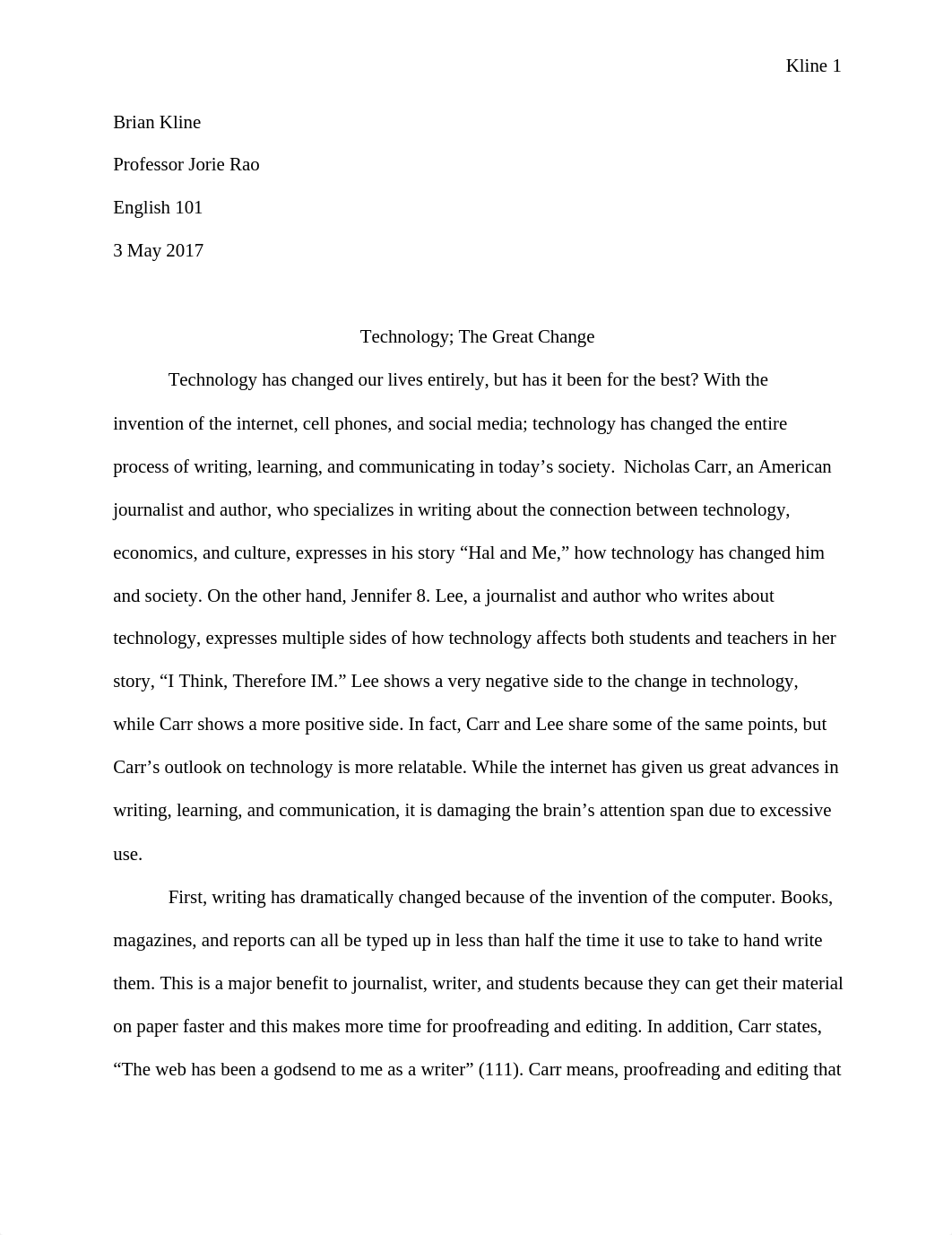 Technology; The great change Compare and contrast Essay Final.docx_d0qeyhbcjhe_page1