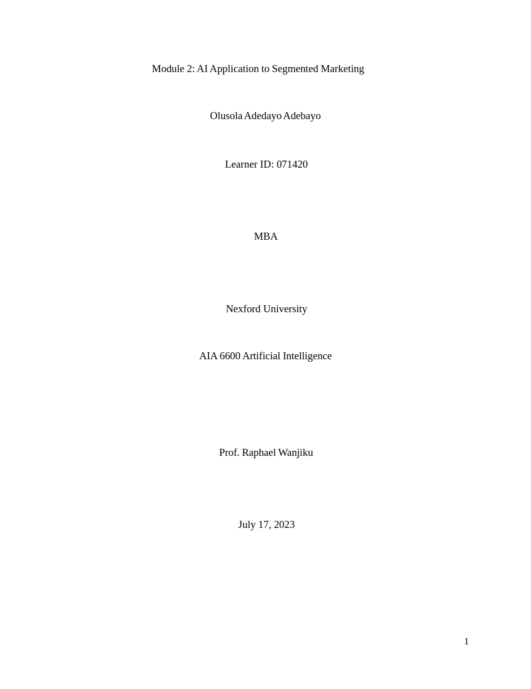 Module 2 AI Application to segmented marketing.docx_d0r5eqn22pw_page1