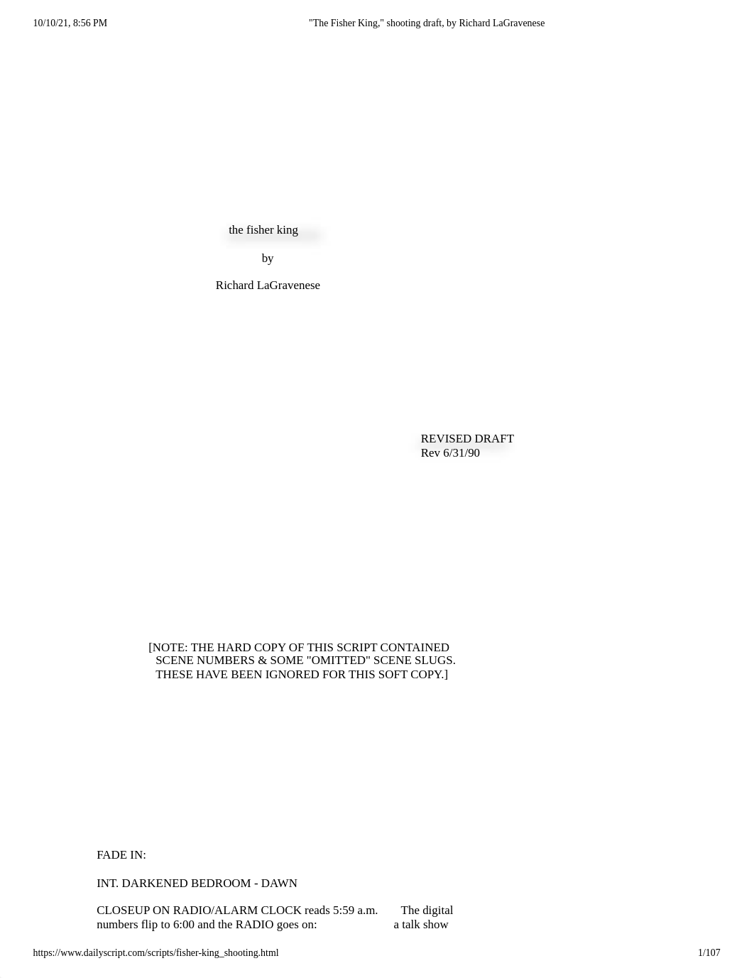 _The Fisher King,_ shooting draft, by Richard LaGravenese.pdf_d0rh28ah4u8_page1