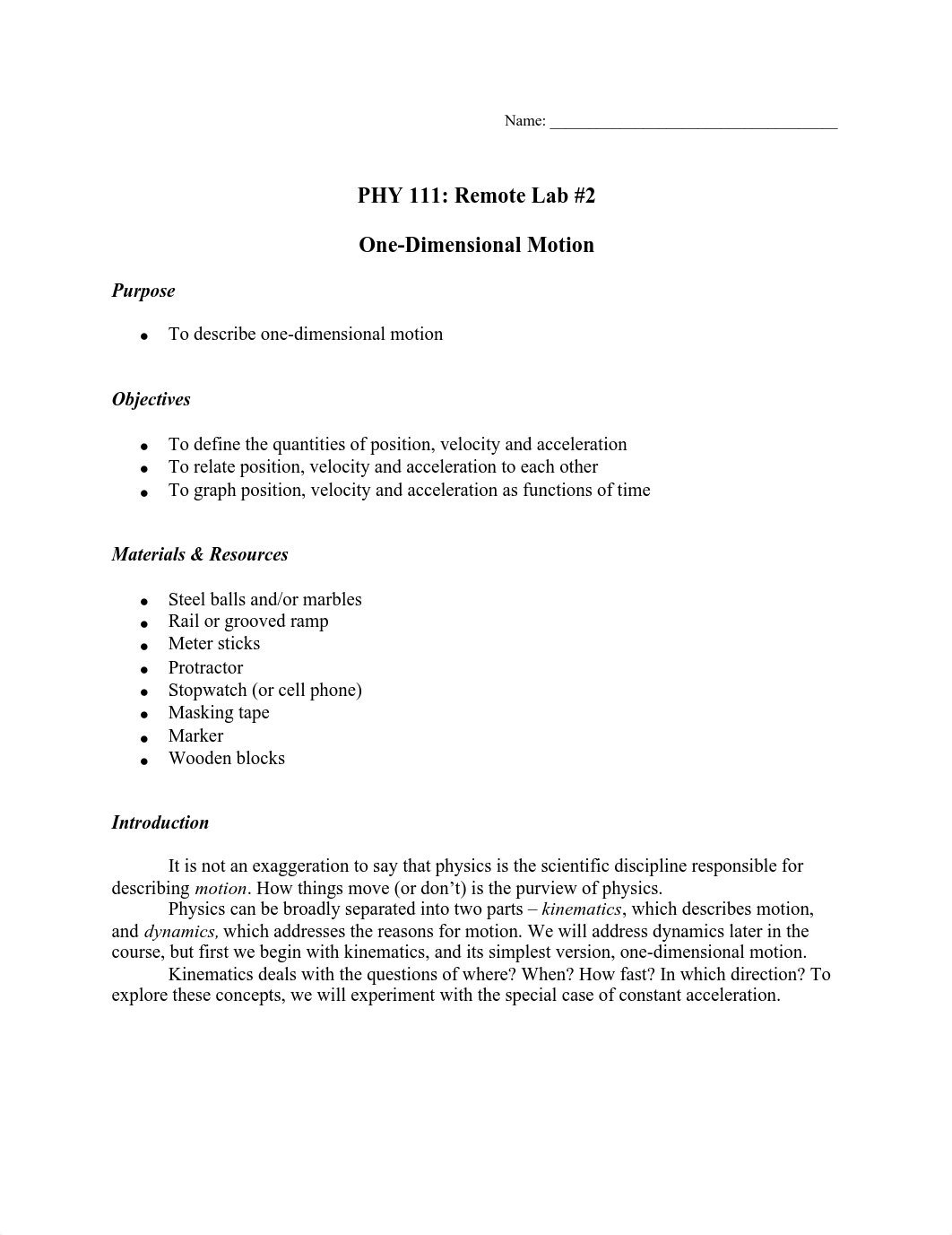 phy 111 remote lab 02 - one dimensional motion-1.pdf_d0rxe52l5rb_page1