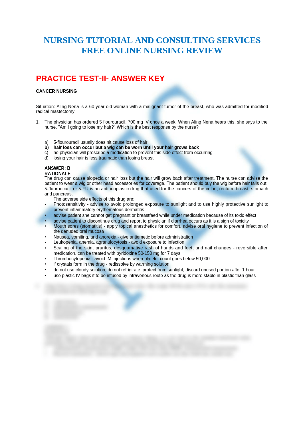 ANSWER KEY- PRACTICE TEST II CANCER NURSING_d0rzm9af8vh_page1