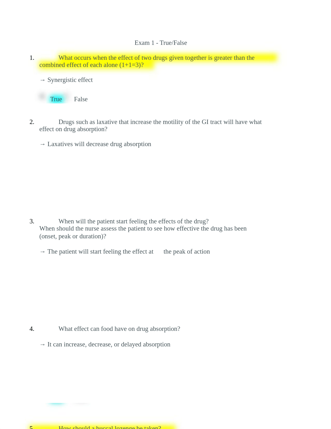 PHARM SI - Exam 1 - True-False Practice Quiz -- ANSWER KEY.docx_d0srosbzit1_page1