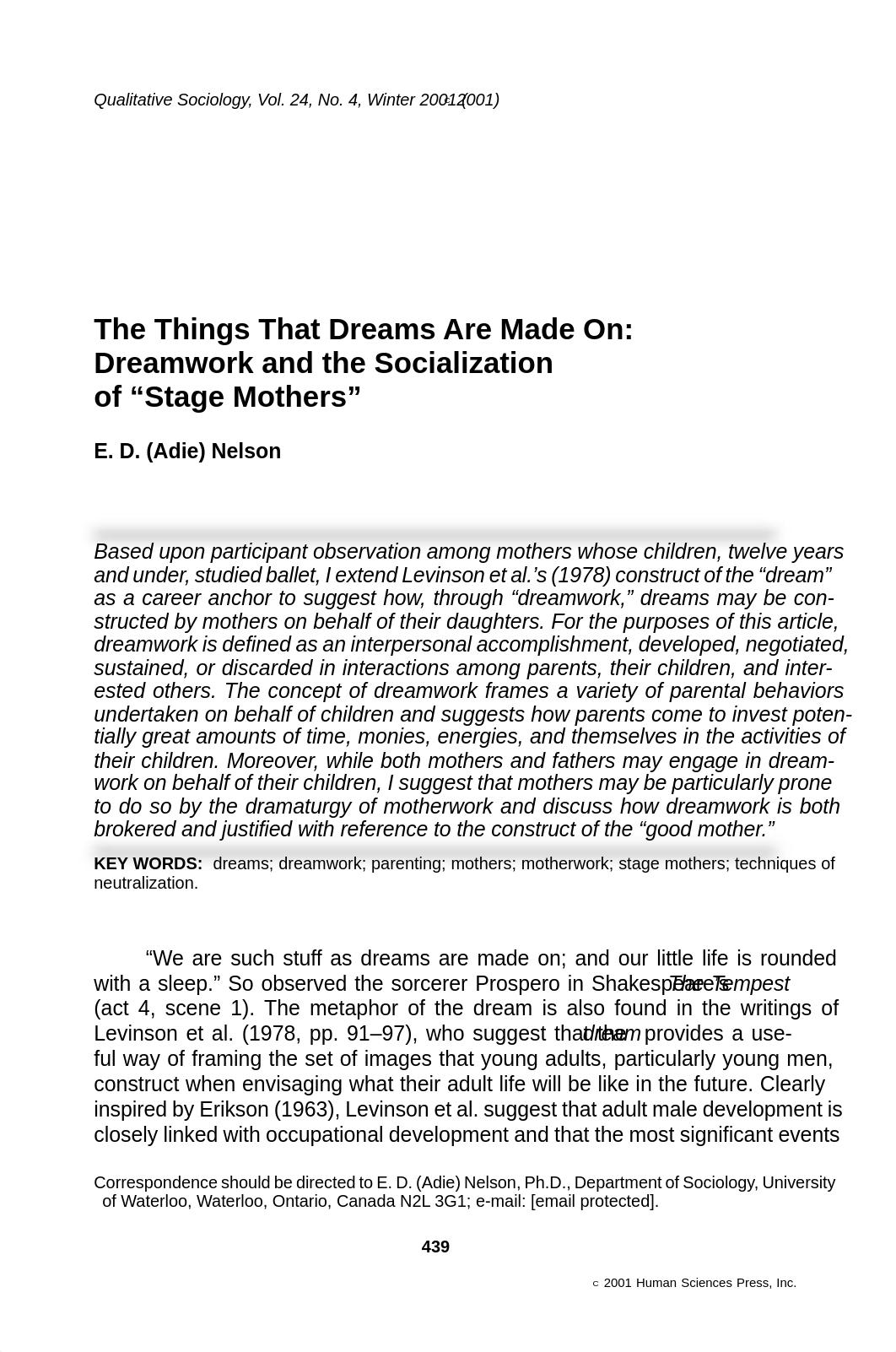 The Things that Dreams are Made on_Dreamwork and the socialization of stage mothers.pdf_d0swrfbnbv2_page1