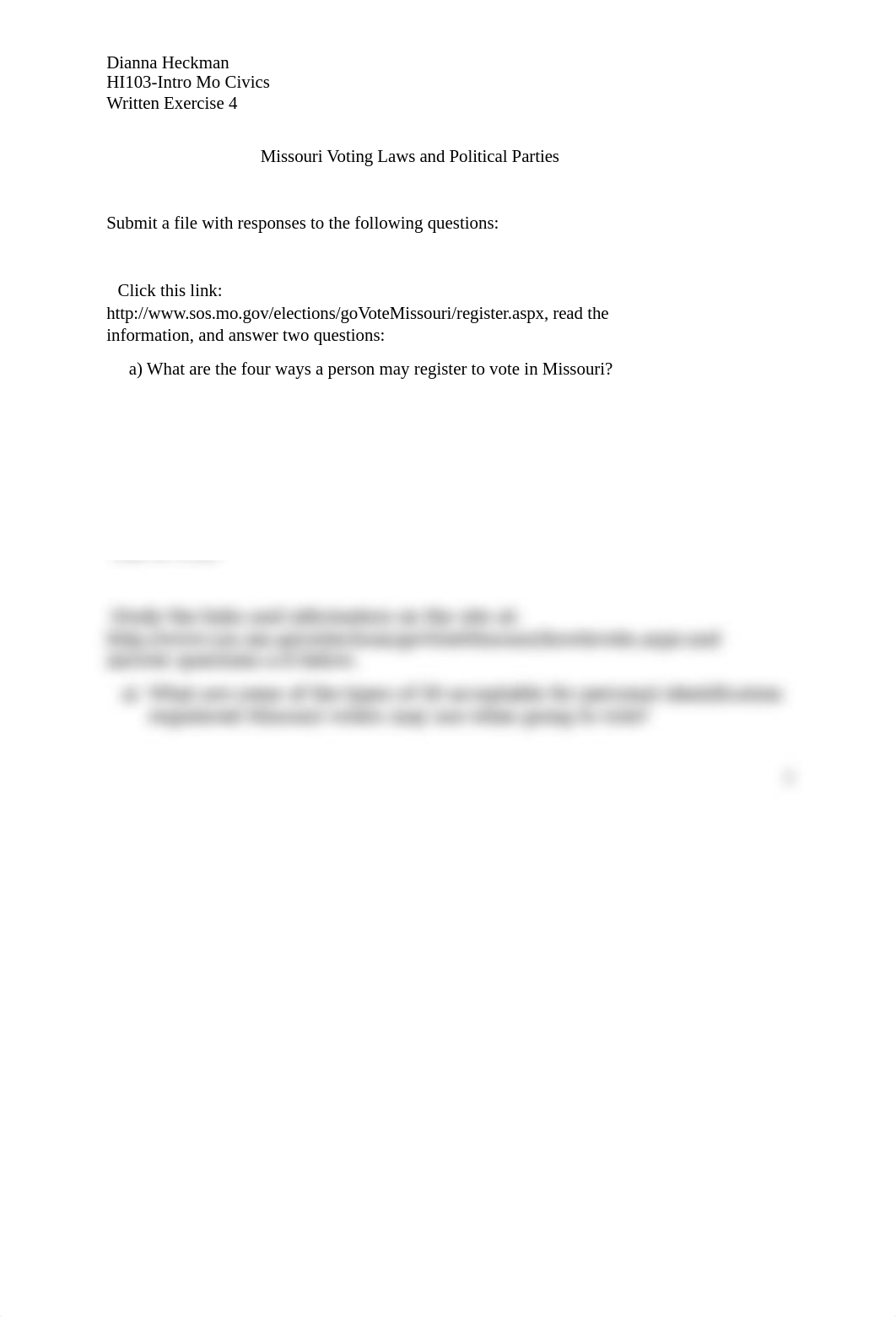 Missouri Civics - Written Exercise 4 - Missouri Voting Laws and Political Parties.docx_d0tmg2ilmjk_page1