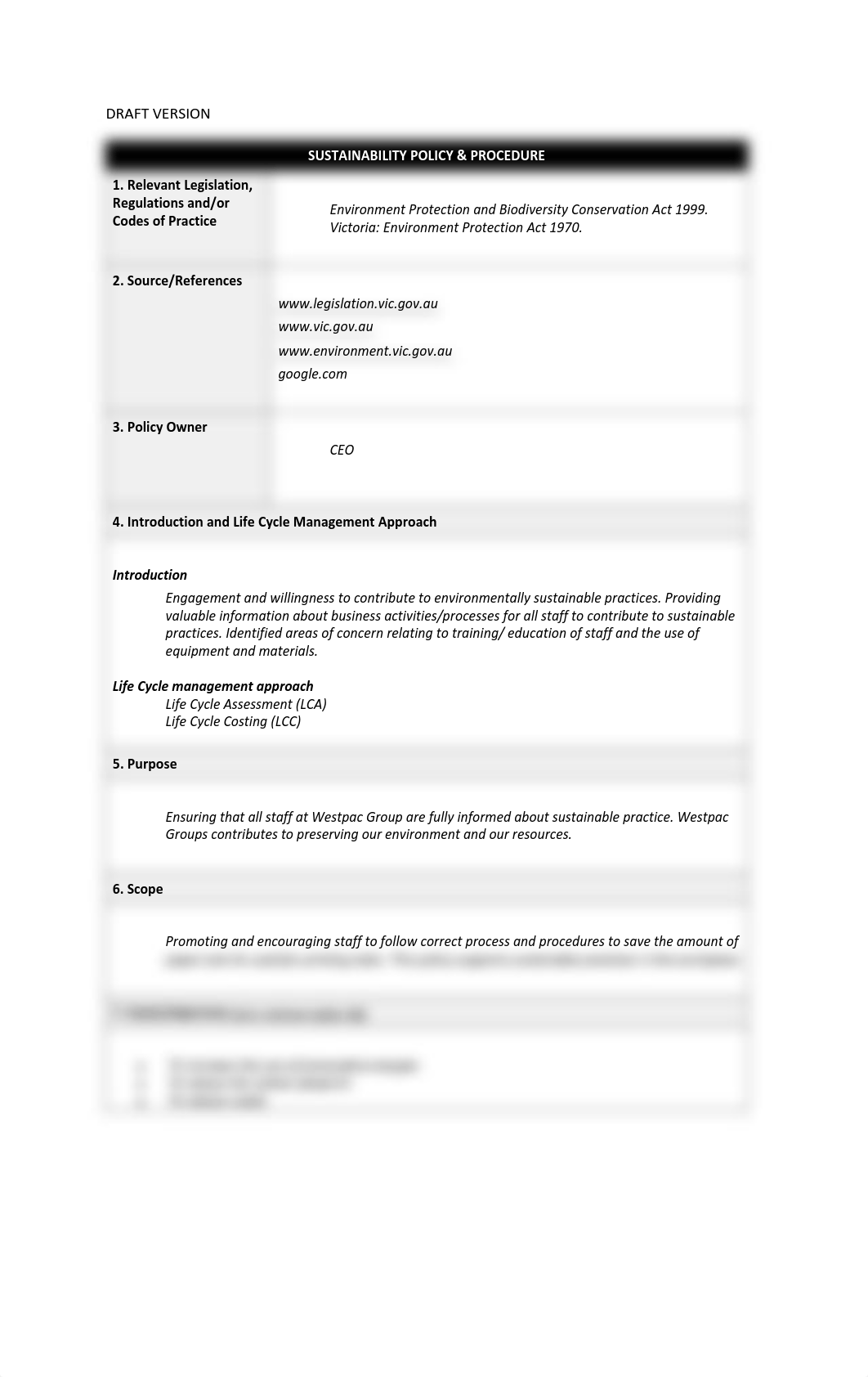 BSBSUS501 task 2 sustainability policy and procedure draft (need to edit).pdf_d0tszhgssyd_page1