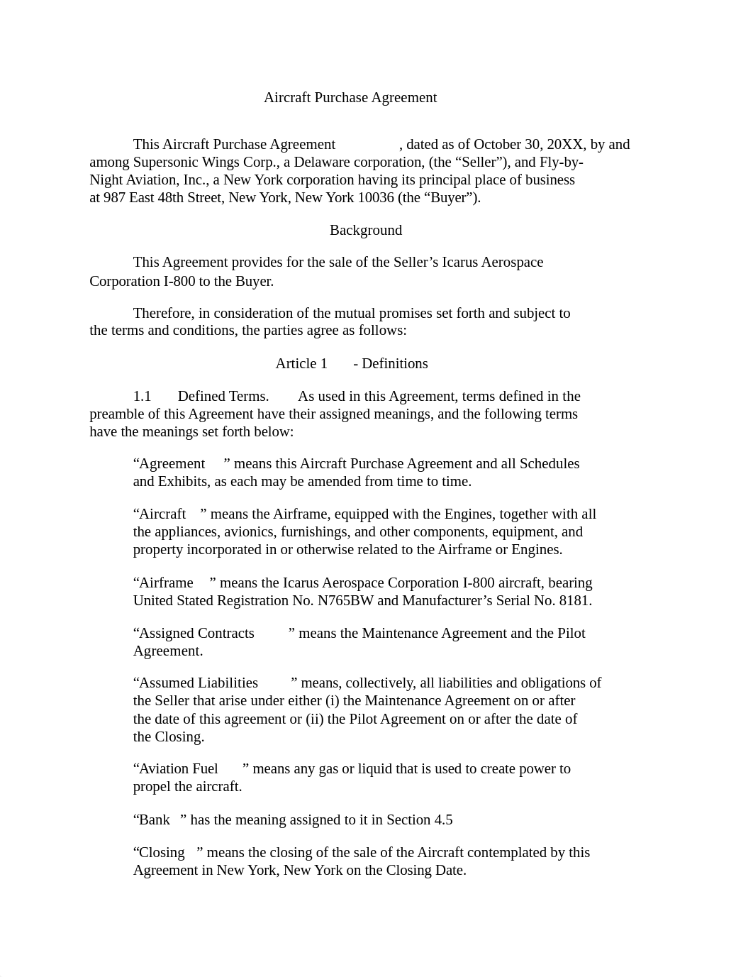 Revised Aircraft Purchase Agreement.docx_d0u269epedx_page1