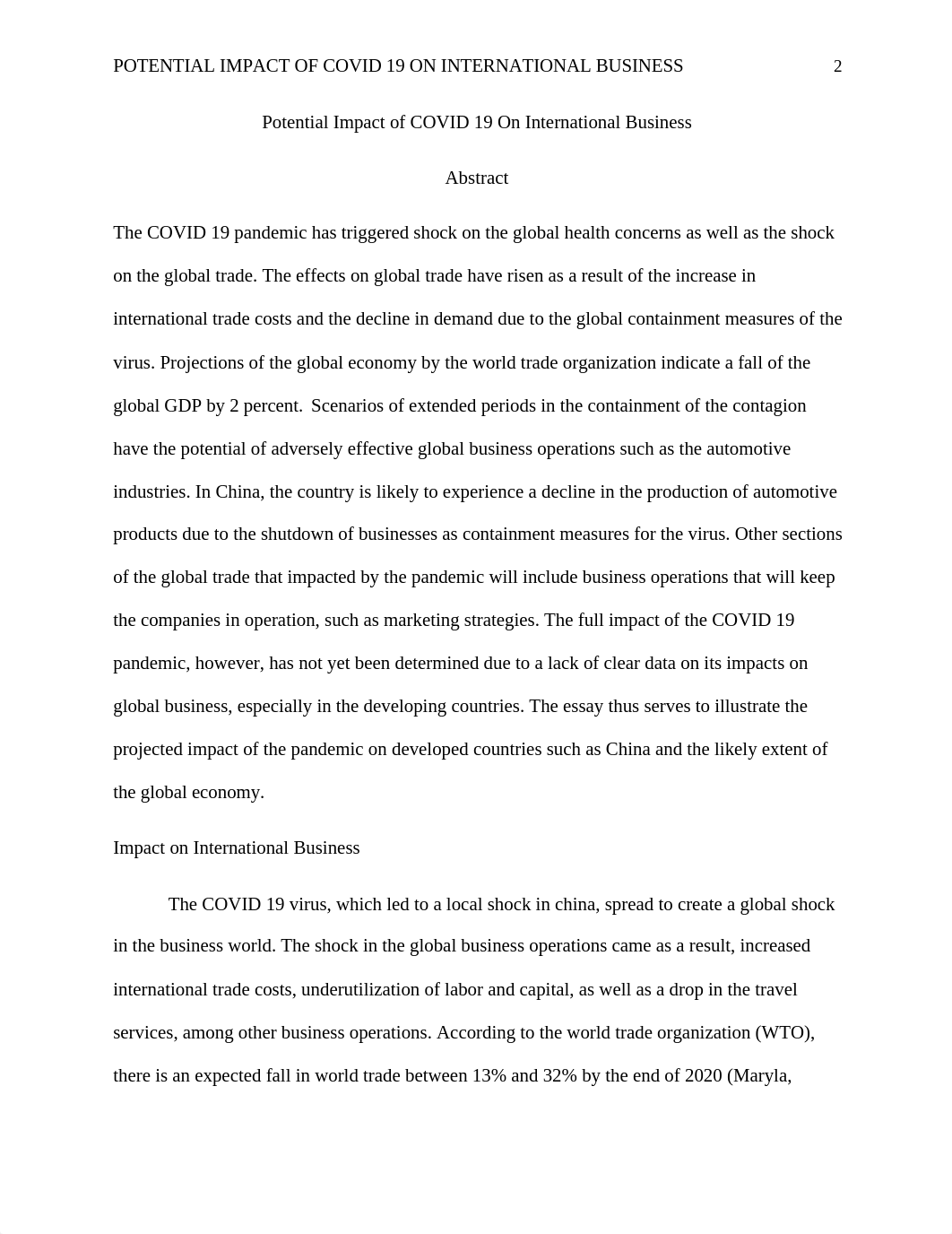 Potential Impact of COVID 19 On International Busines1.docx_d0u689djq75_page2