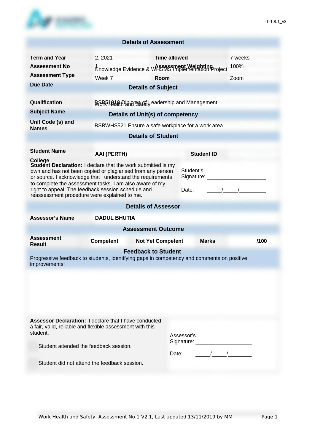 Assessment I - Work Health and Safety.docx_d0uehmh0xj7_page1