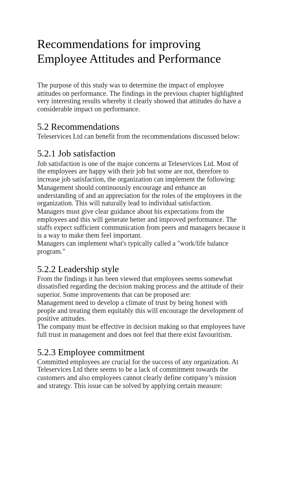 Recommendations for improving Employee Attitudes and Performance_d0vjo769q77_page1