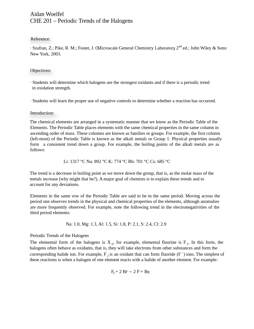 Periodic Trends of Halogens Lab Handout CHE201 Fall 2021 Aidan Woelfel.pdf_d0w49xcoepy_page1