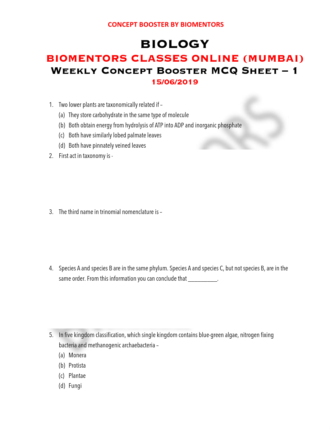 BIOLOGY Concept Booster MCQ Sheet - 1.pdf_d0wimmeup4f_page1