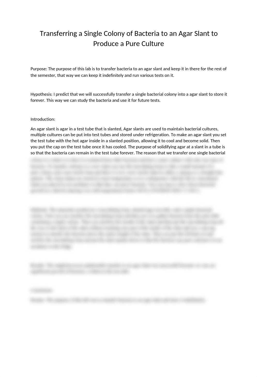 Simulated Lab 4 - Transferring a Single Colony of Bacteria to an Agar Slant MatthewT.docx_d0ws8dtent3_page1