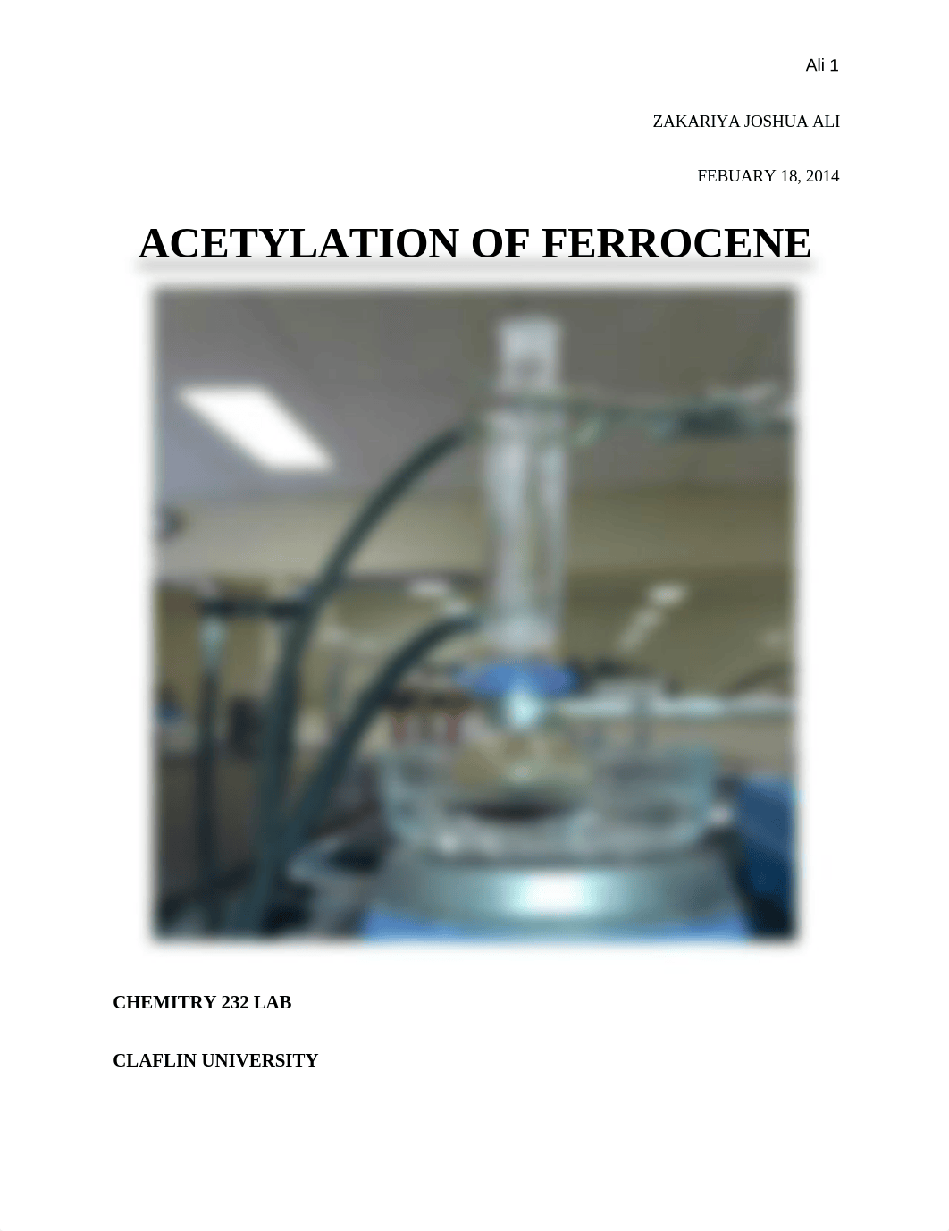 Acetylation of Ferrocene Lab Report_d0xhakq9aou_page1