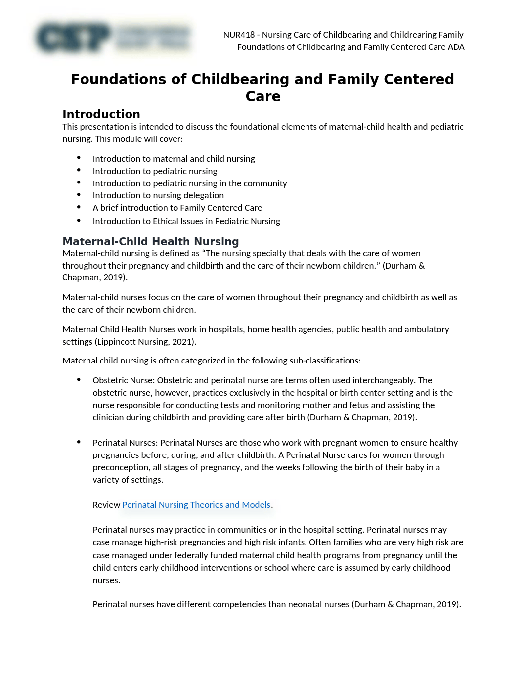 Transcript_ Foundations of Childbearing and Family Centered Care.docx_d0xvk2yoexl_page1