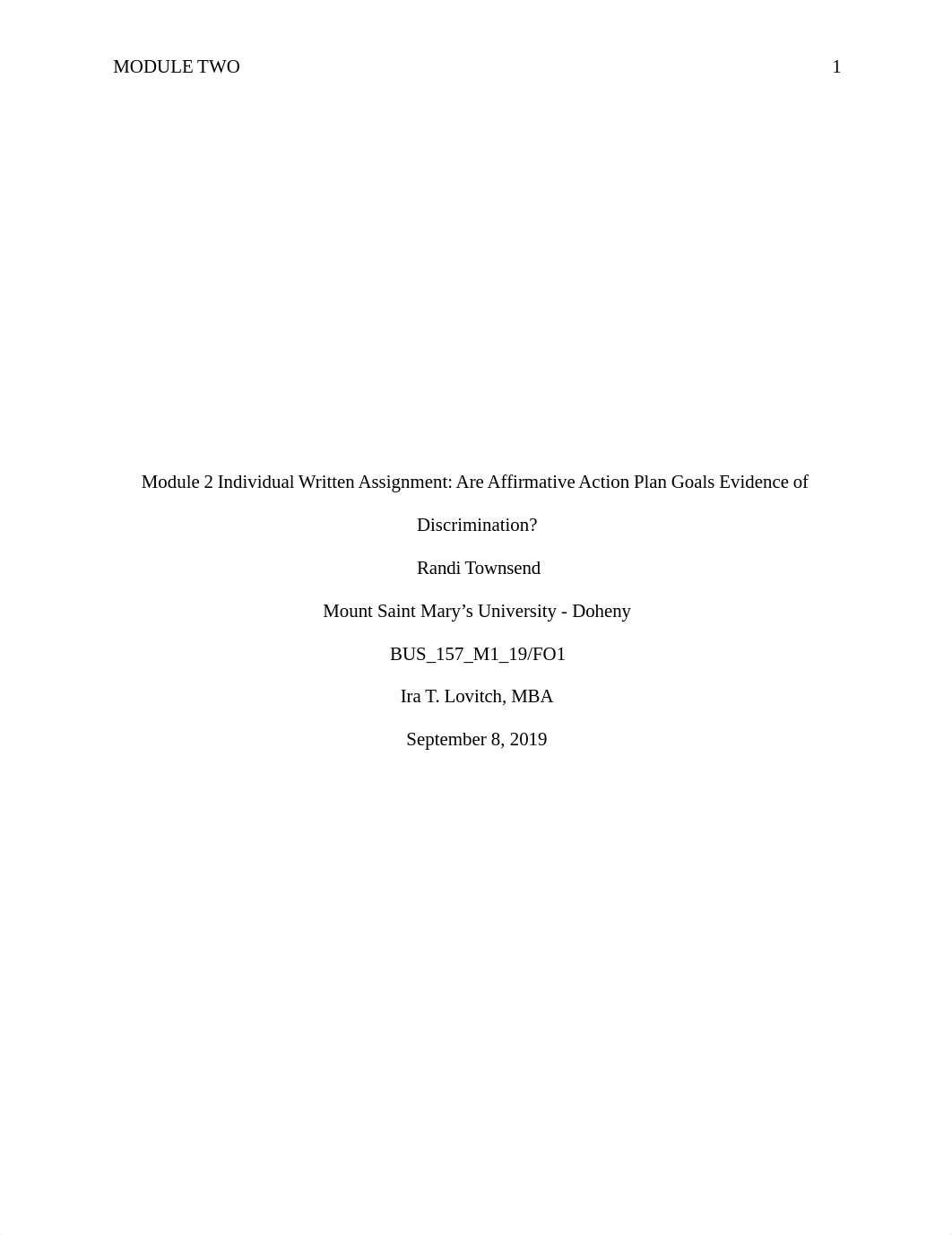 Module 2 Individual Written Assignment Are Affirmative Action Plan Goals Evidence of Discrimination._d0xzsb44v1i_page1