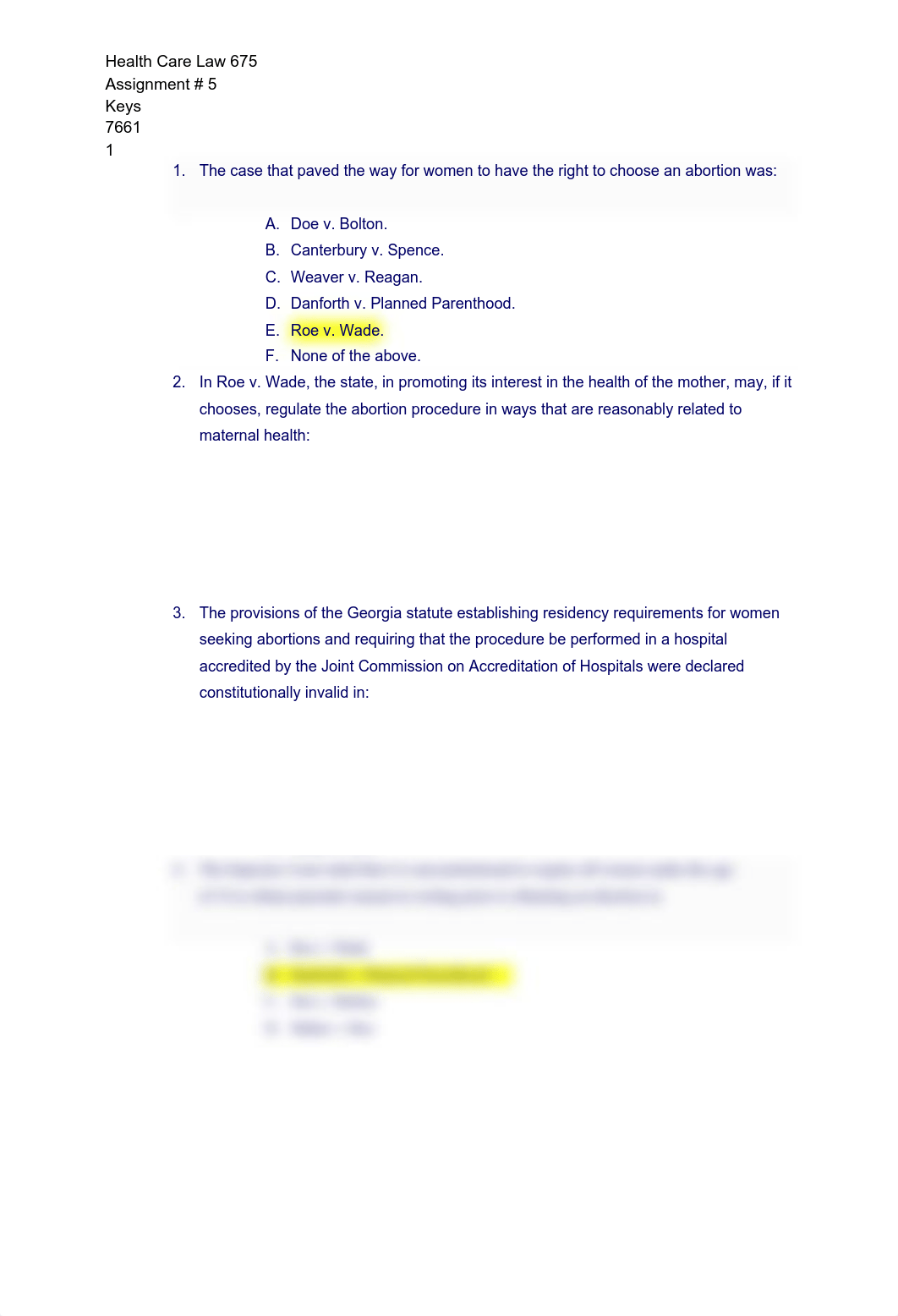 Health Care Law 675, Assignment # 5, Keys, 7661.pdf_d0ypifcprpo_page1