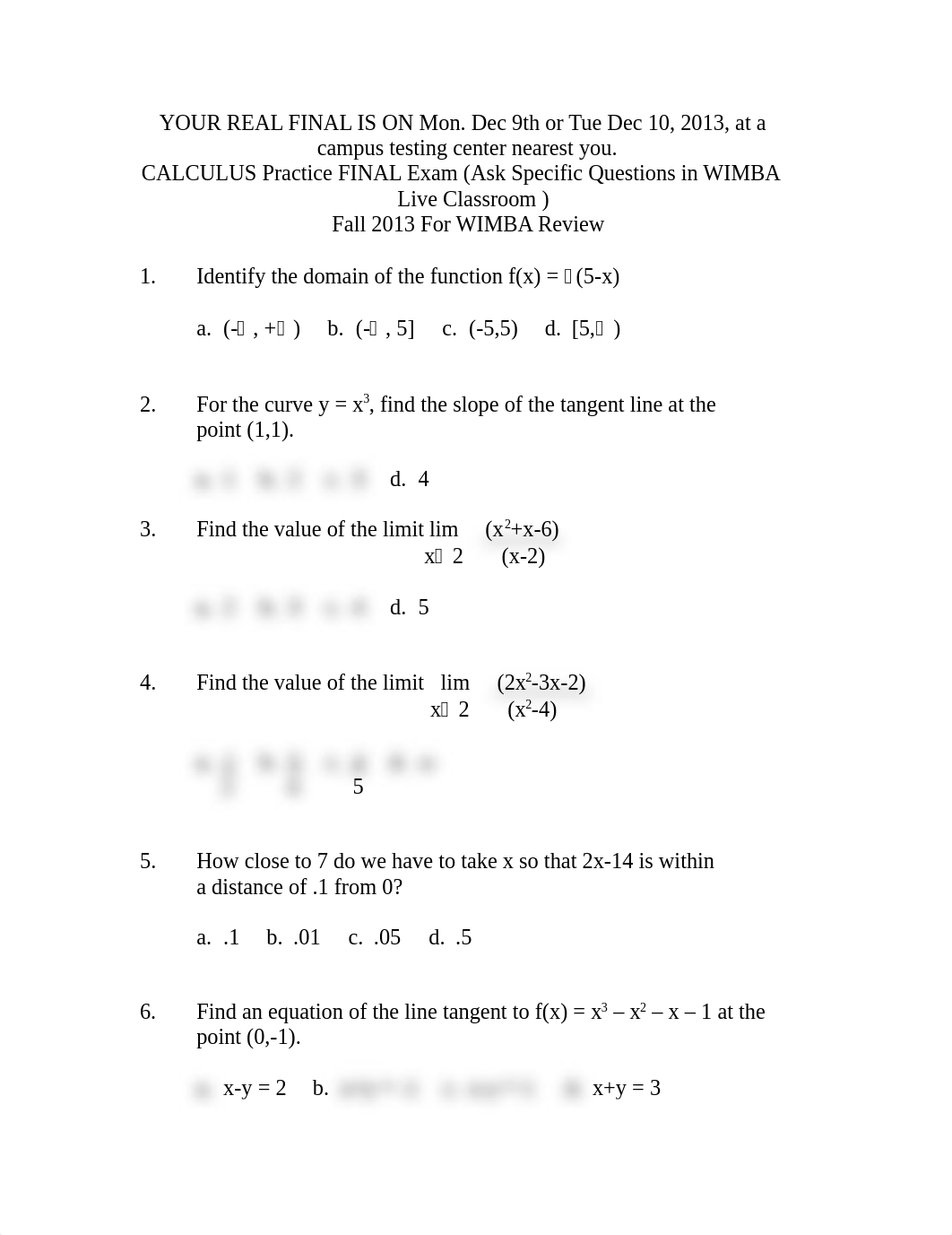 MAT 175 Practice Final Exam Fall 2013_d0yss64hxha_page1