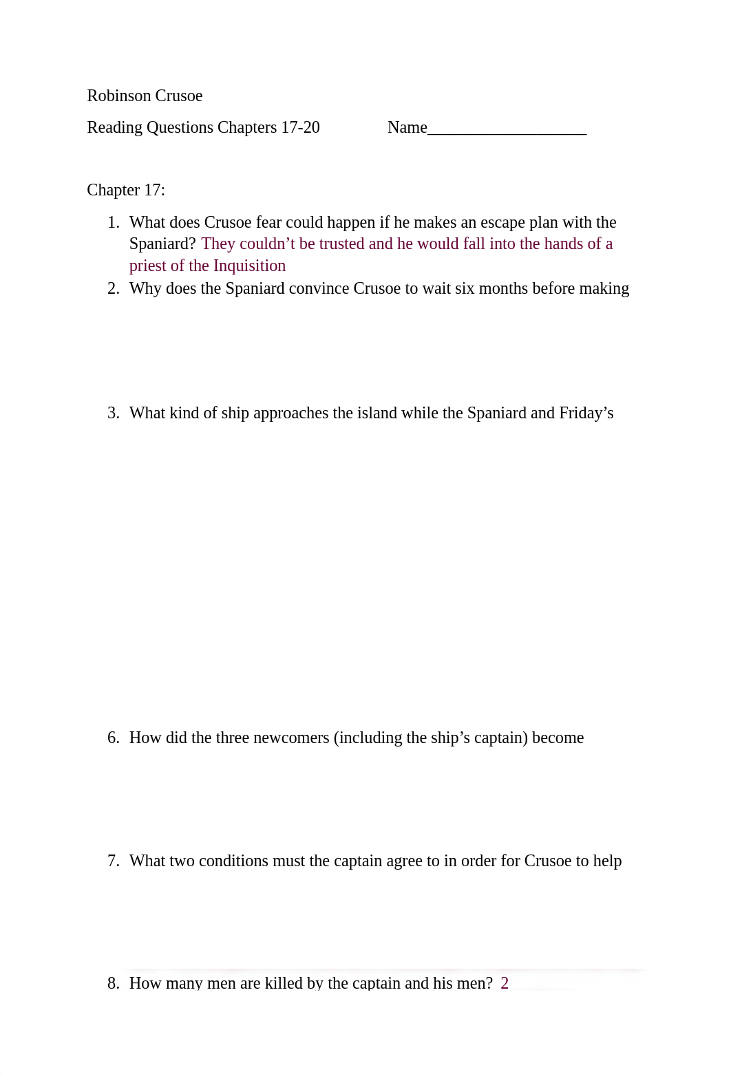 Robinson Crusoe ch. 17-20 reading questions.docx_d0z571dl5bo_page1