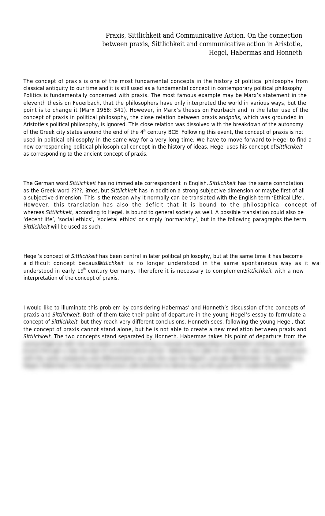 Praxis, Sittlichkeit and Communicative Action. On the connection between praxis, Sittlichkeit and co_d0zdrlkgexi_page1