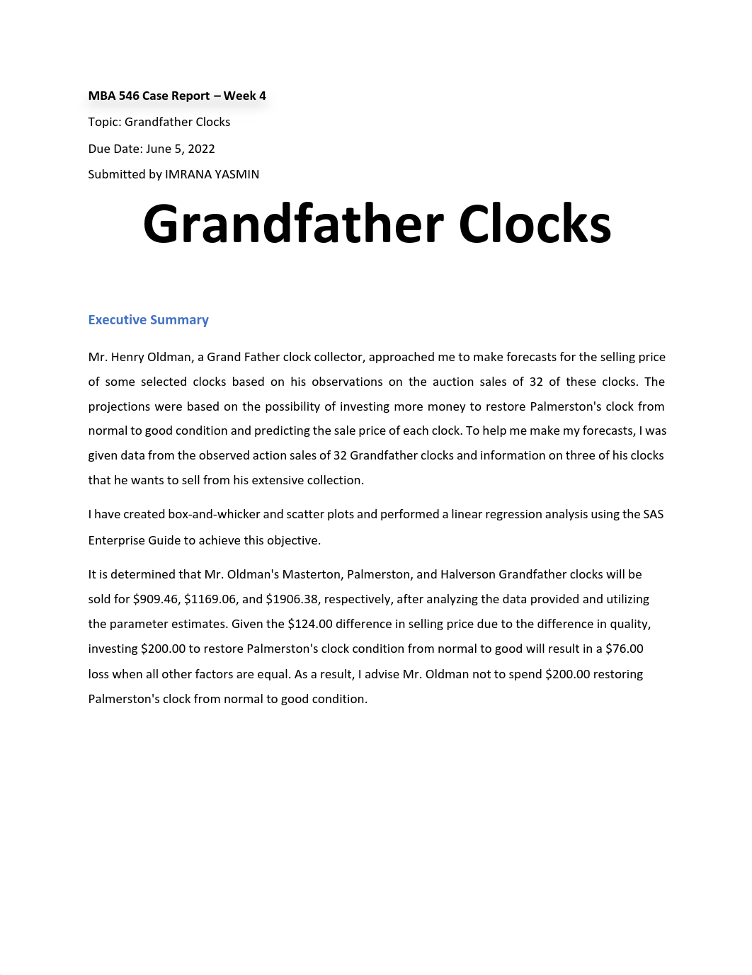 MBA 546 - Assignment 4 - Grandfather's Clocks.pdf_d10wli912zn_page1