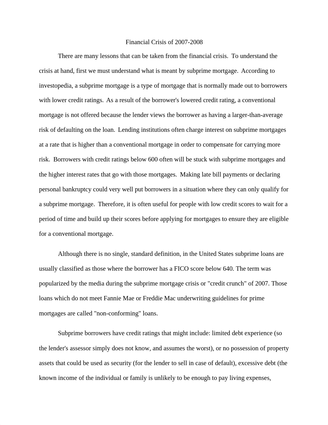 Paper on The Financial Crisis of 2007-2008 and Subprime Lending_d11b95nr6k9_page1