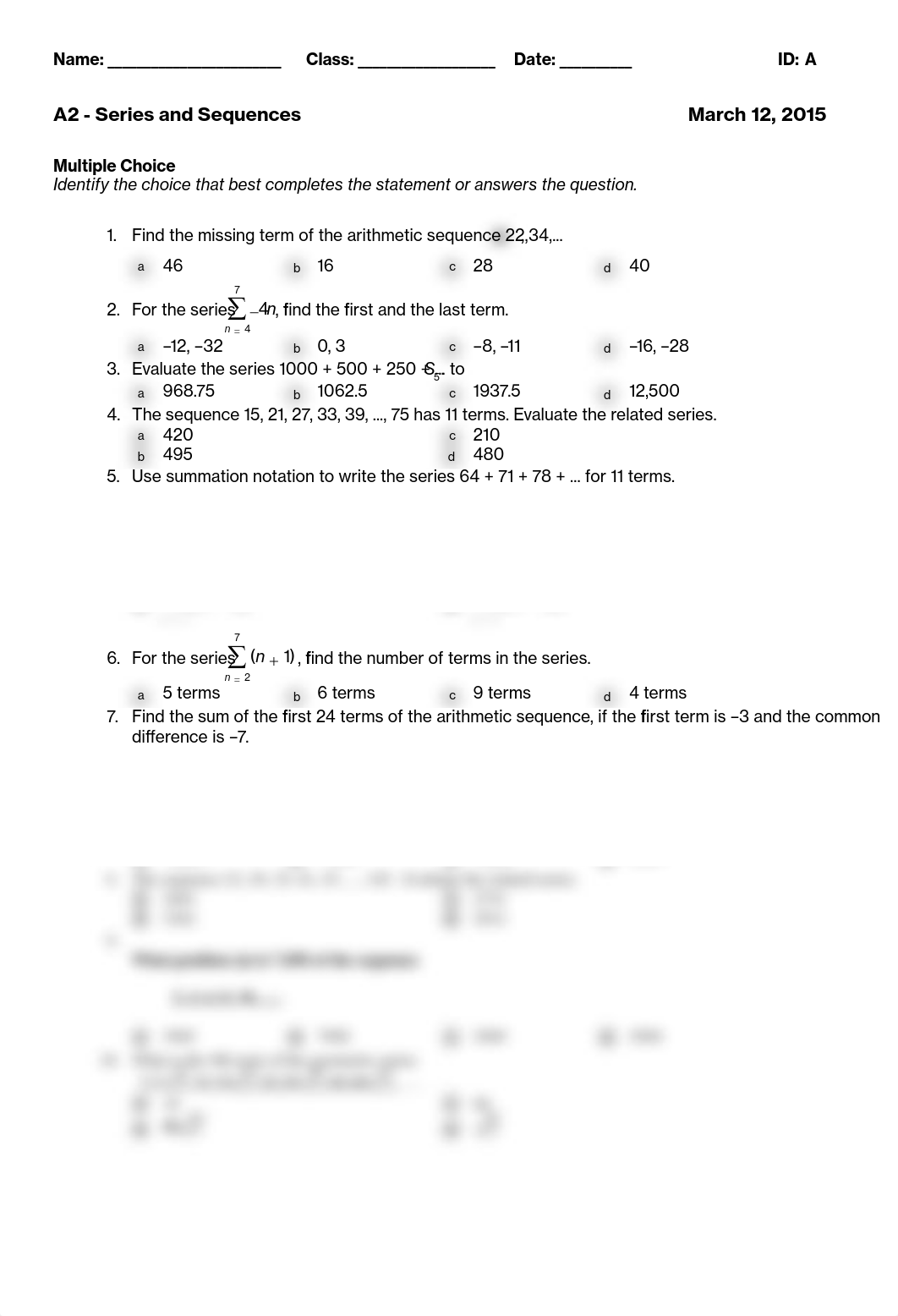 ExamView - Series & sequences A.tst_d11g5yyywku_page1