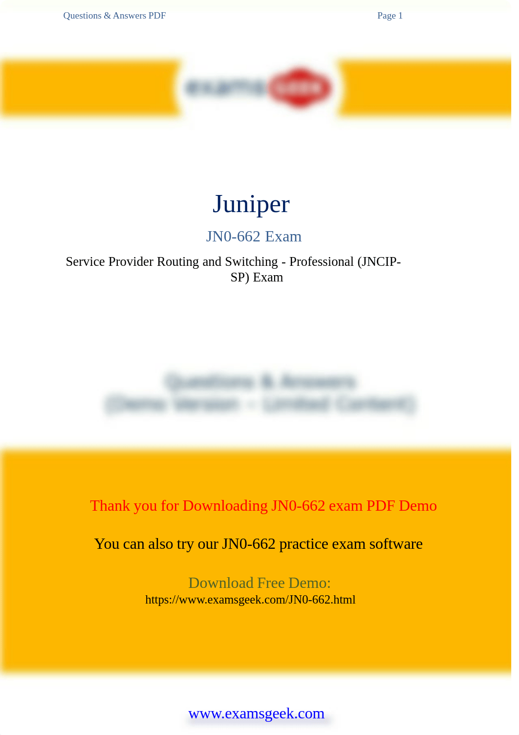 Juniper JNCIS-SP JN0-662 Exam Questions Are Out - Download And Prepare_d11rc0fq54s_page1