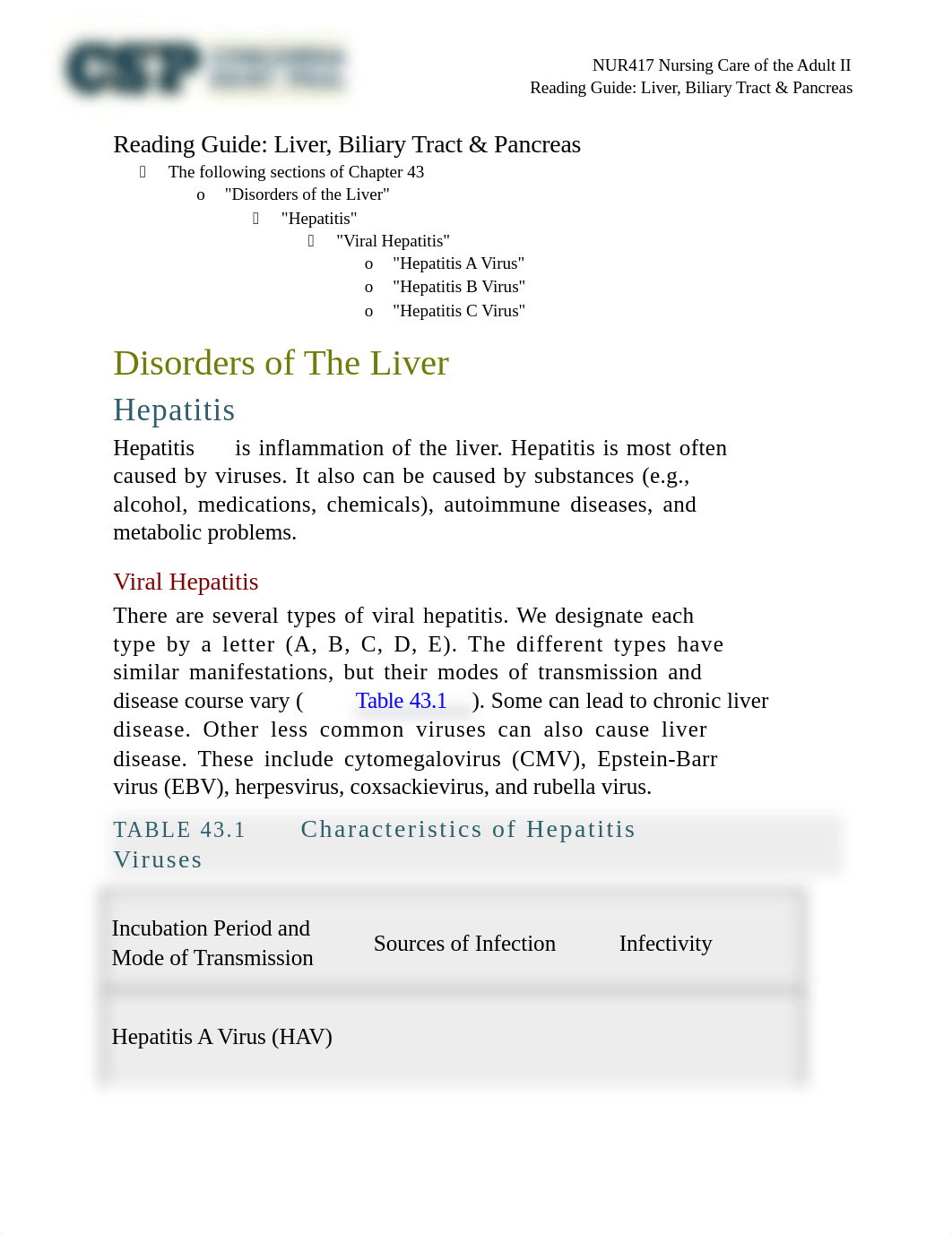 NUR417 Liver, Biliary Tract & Pancreas Reading Guide.docx_d11saw77wcg_page1