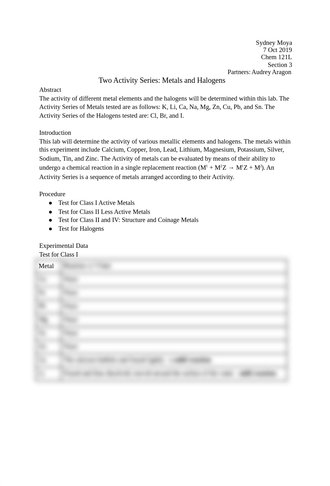 Lab Report 6: Two Activity Series Metals and Halogens_d120m8kmxh6_page1