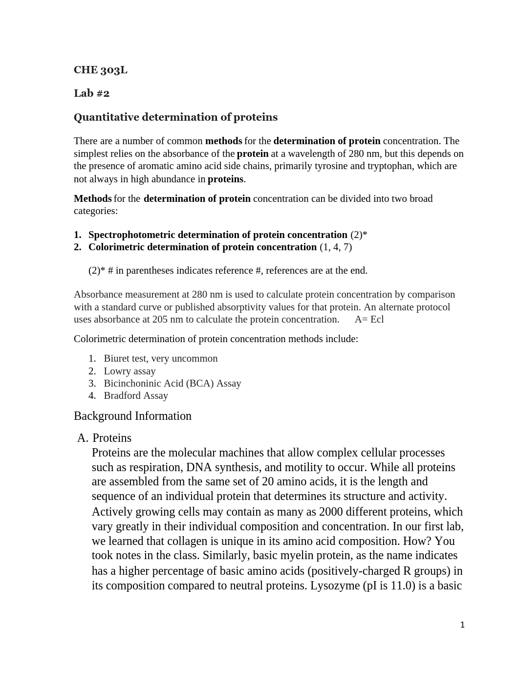 CHE 303L Quantitative  determination of protein concentration Edit Feb 19-21 (1).pdf_d12596d1zxv_page1