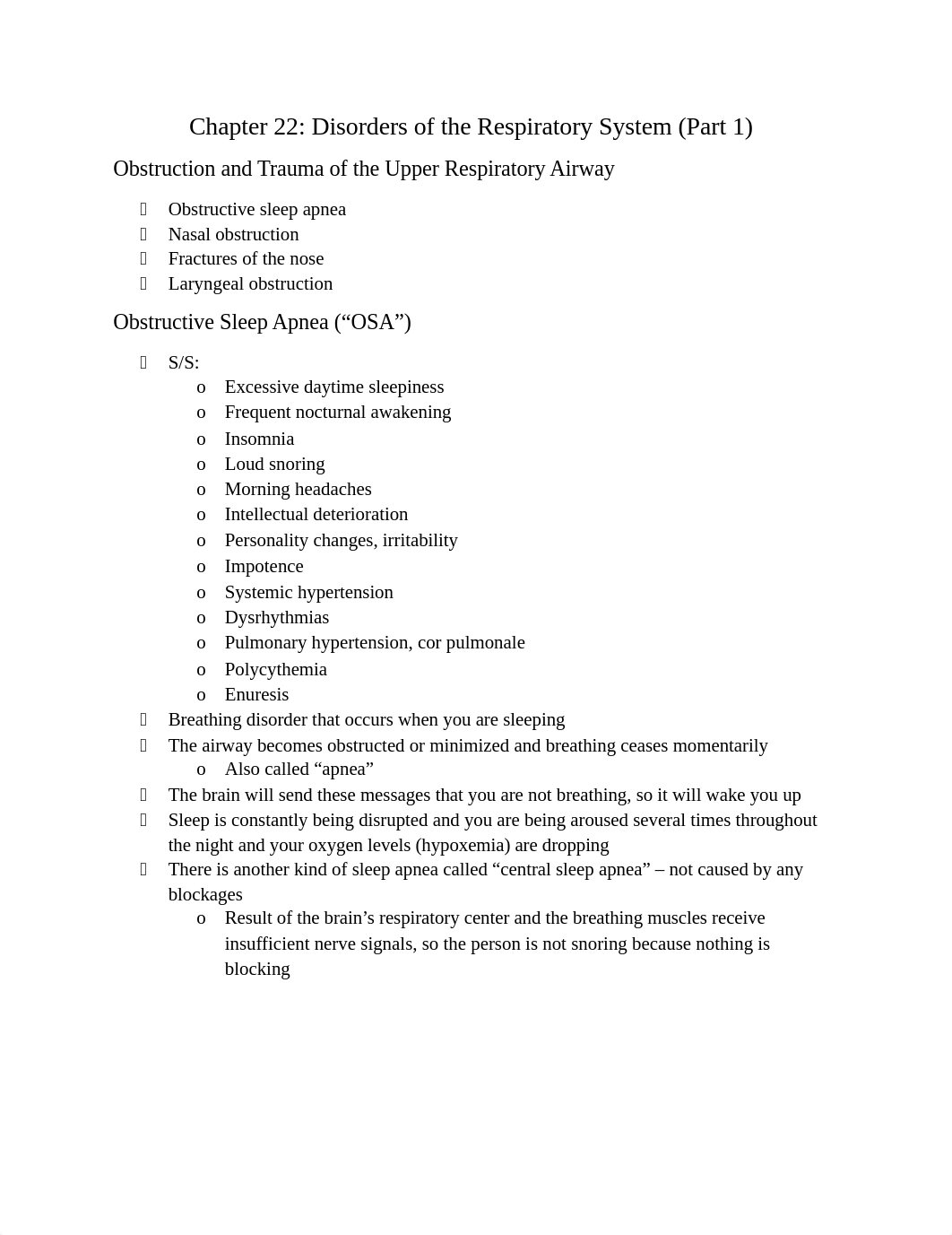 Med Surg 3 Chapter 22 Disorders of the Respiratory System Part 1.docx_d12eyq6dtrl_page1