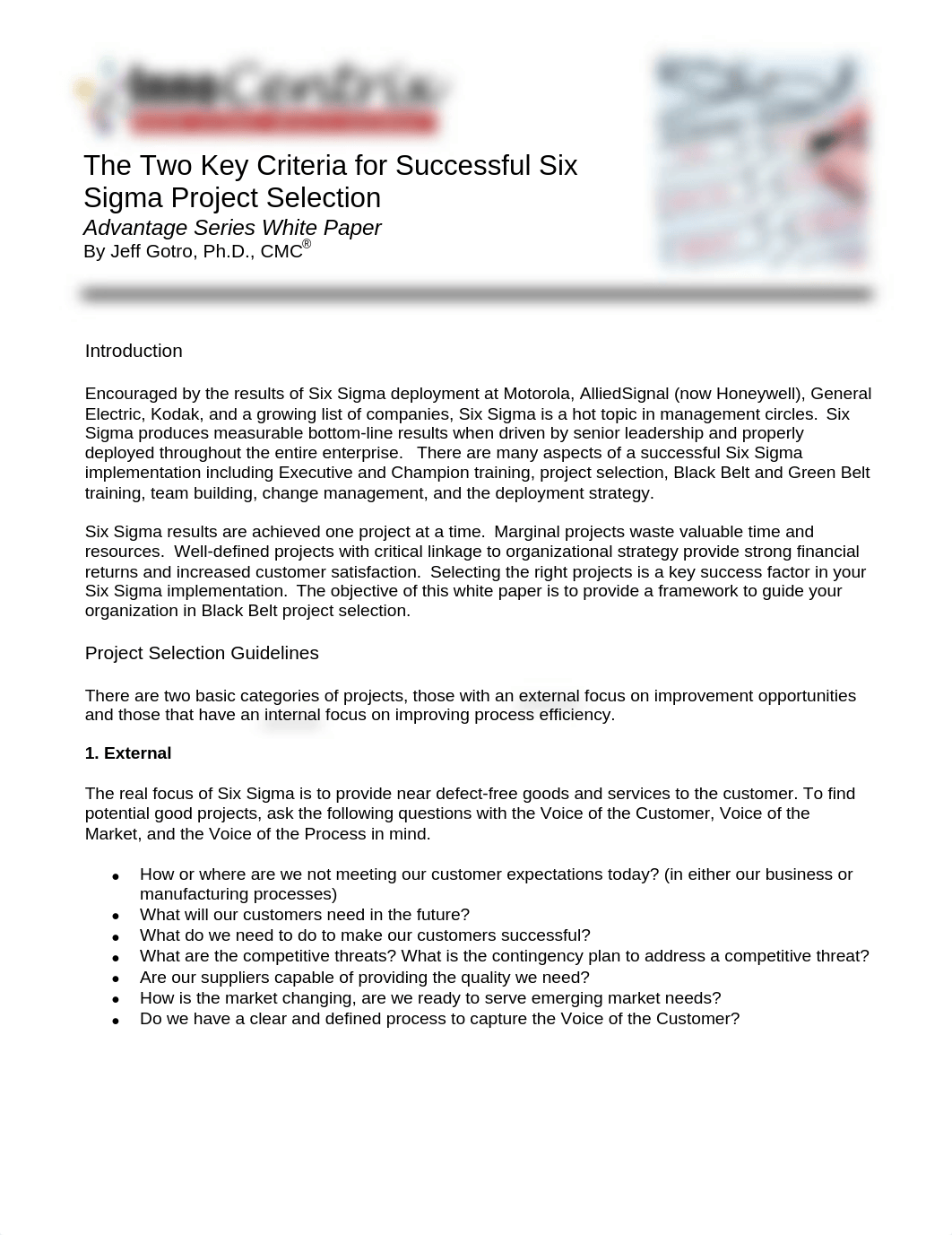 Inno Centrix_The Two Key Criteria for Successful Six Sigma Project Selection.pdf_d12n1hnpdyn_page1