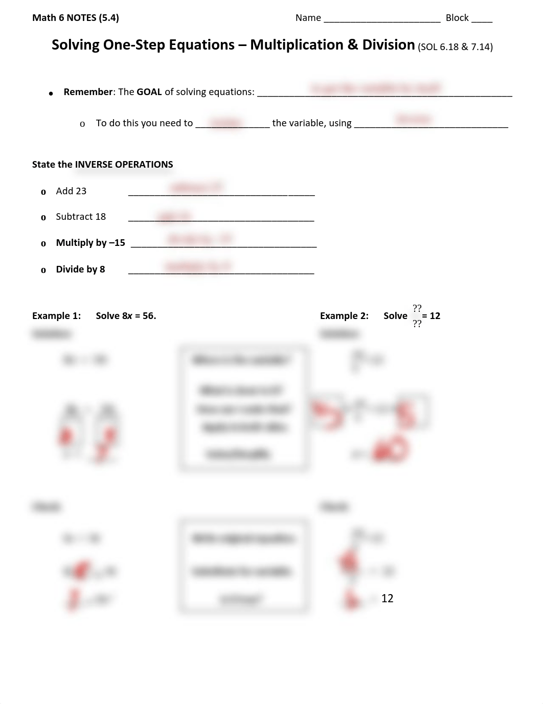 JOAO PEDRO DE MEDEIROS - 5.4 NOTES - HW - Solving One-step Equations - Multiply - Divide.pdf_d138ar1t7lx_page1