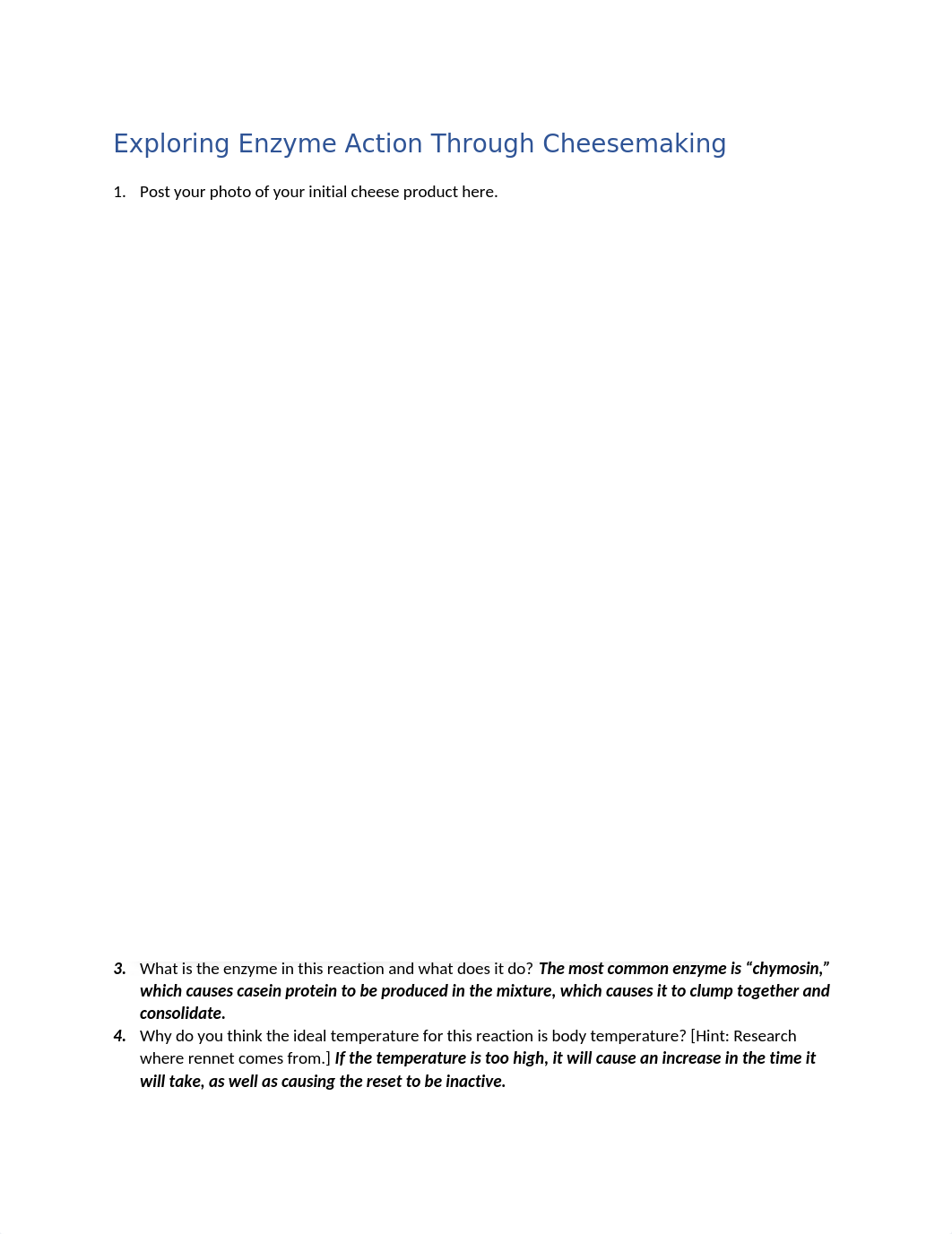 Exploring Enzyme Action Through Cheesemaking Lab Report.docx_d13e237gxn2_page1