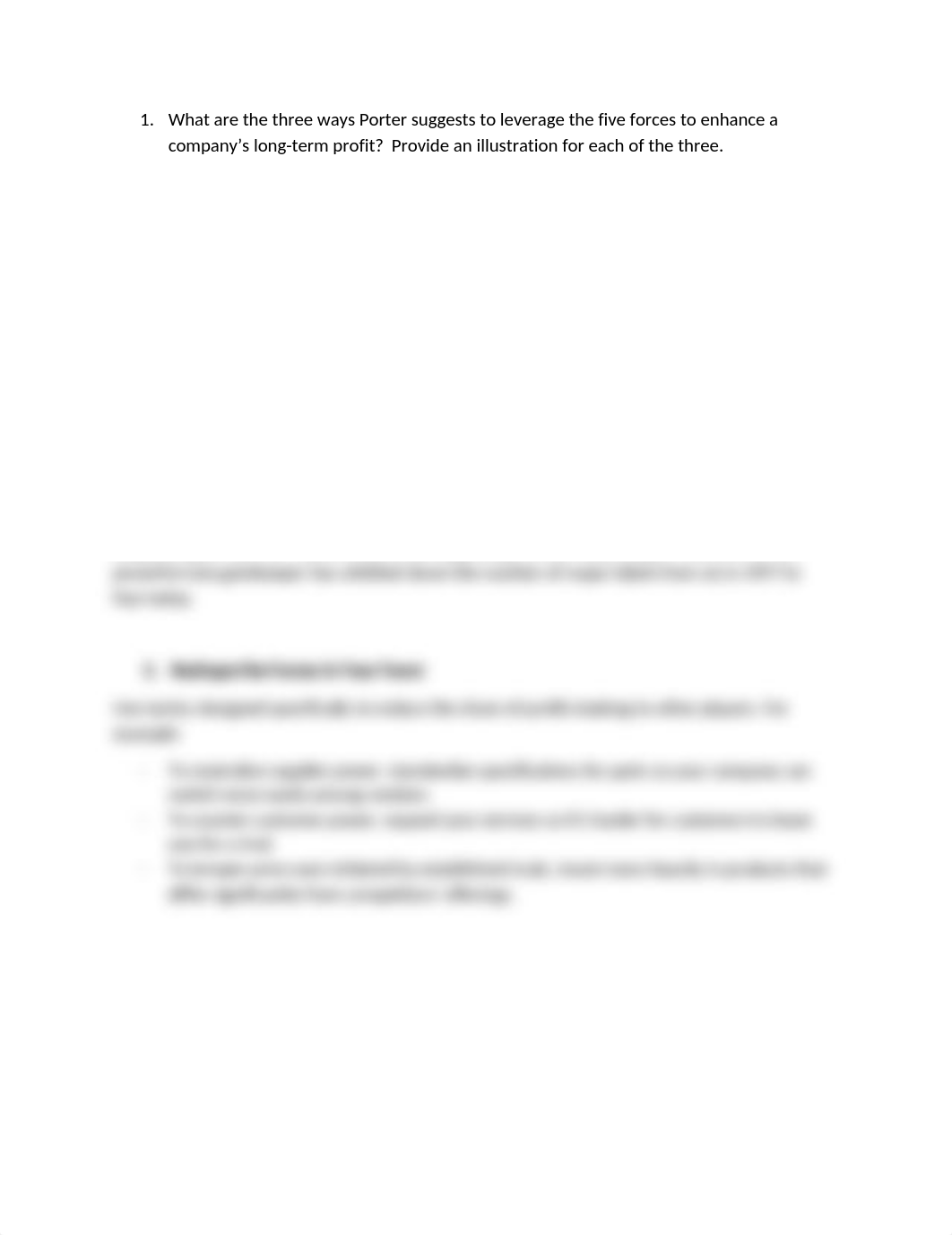 What are the three ways Porter suggests to leverage the five forces to enhance a company.docx_d14caujsn5d_page1