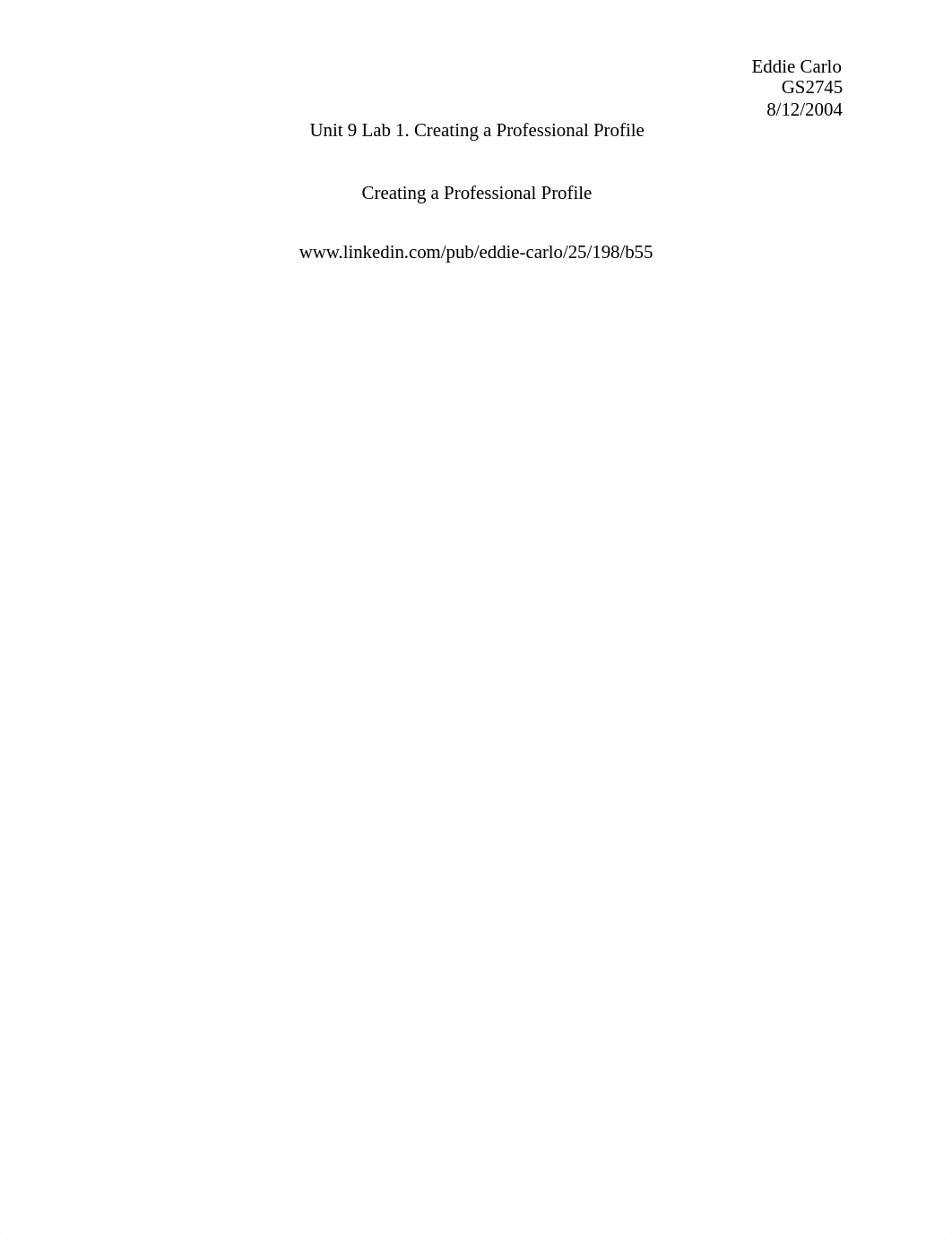 Unit 9 Lab 1. Creating a Professional Profile_d14htmsny2h_page1